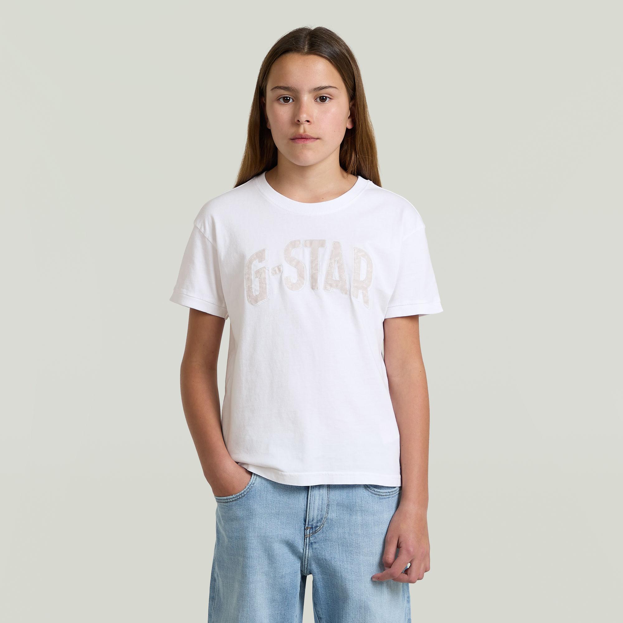 Girls Badge Top T-Shirt - Weiß - mädchen