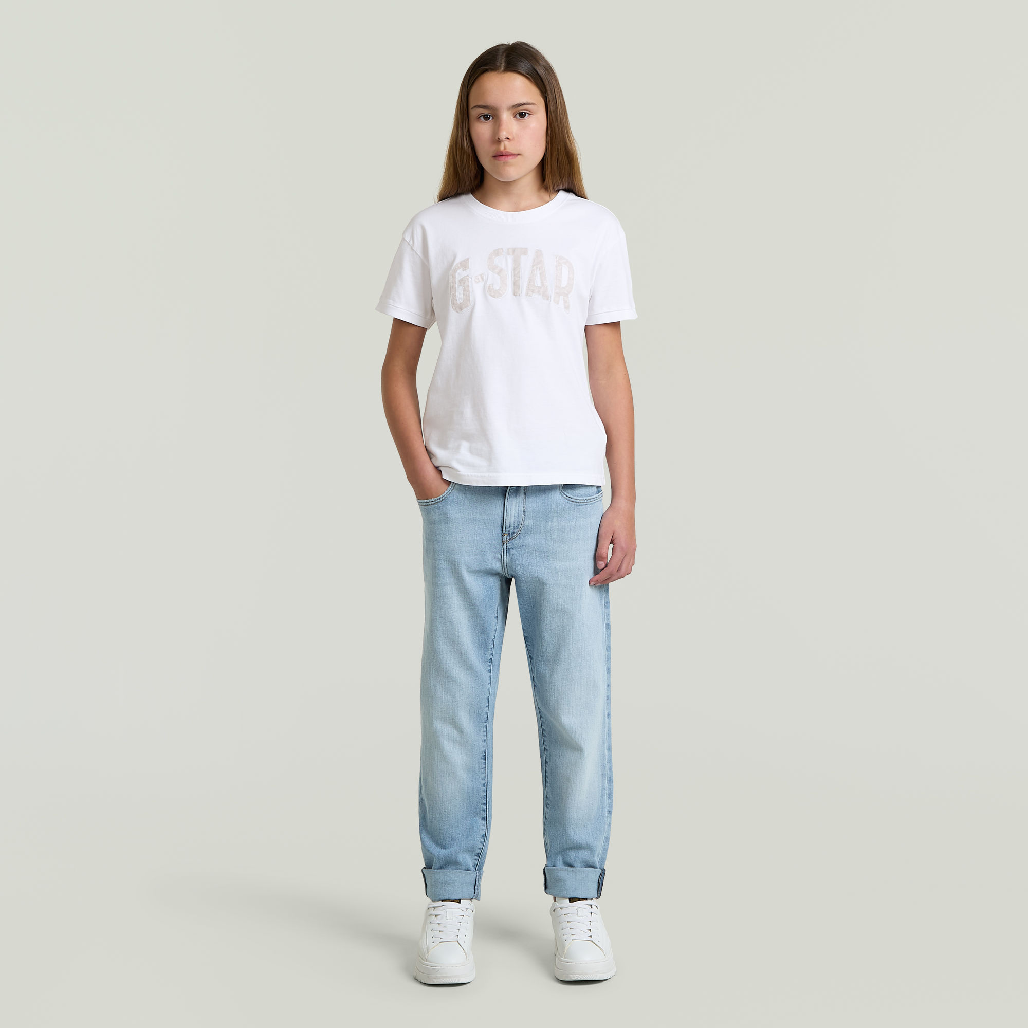 Thumbnail - Girls Badge Top T-Shirt - Weiß - mädchen