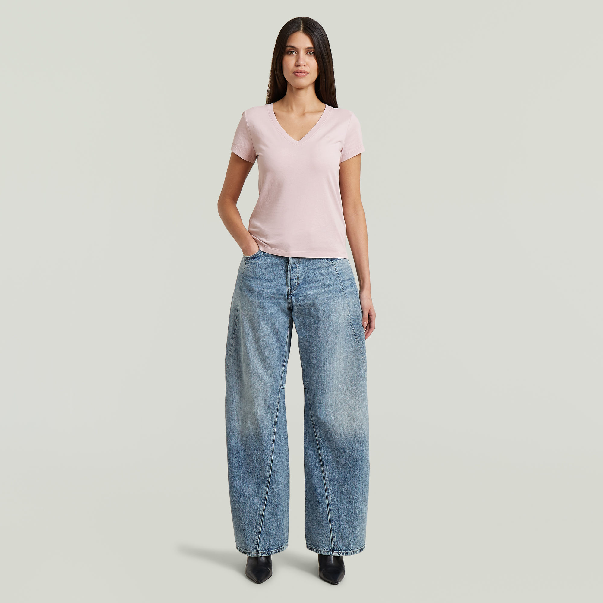 Thumbnail - Contor Wide Jeans - Mittelblau - Damen