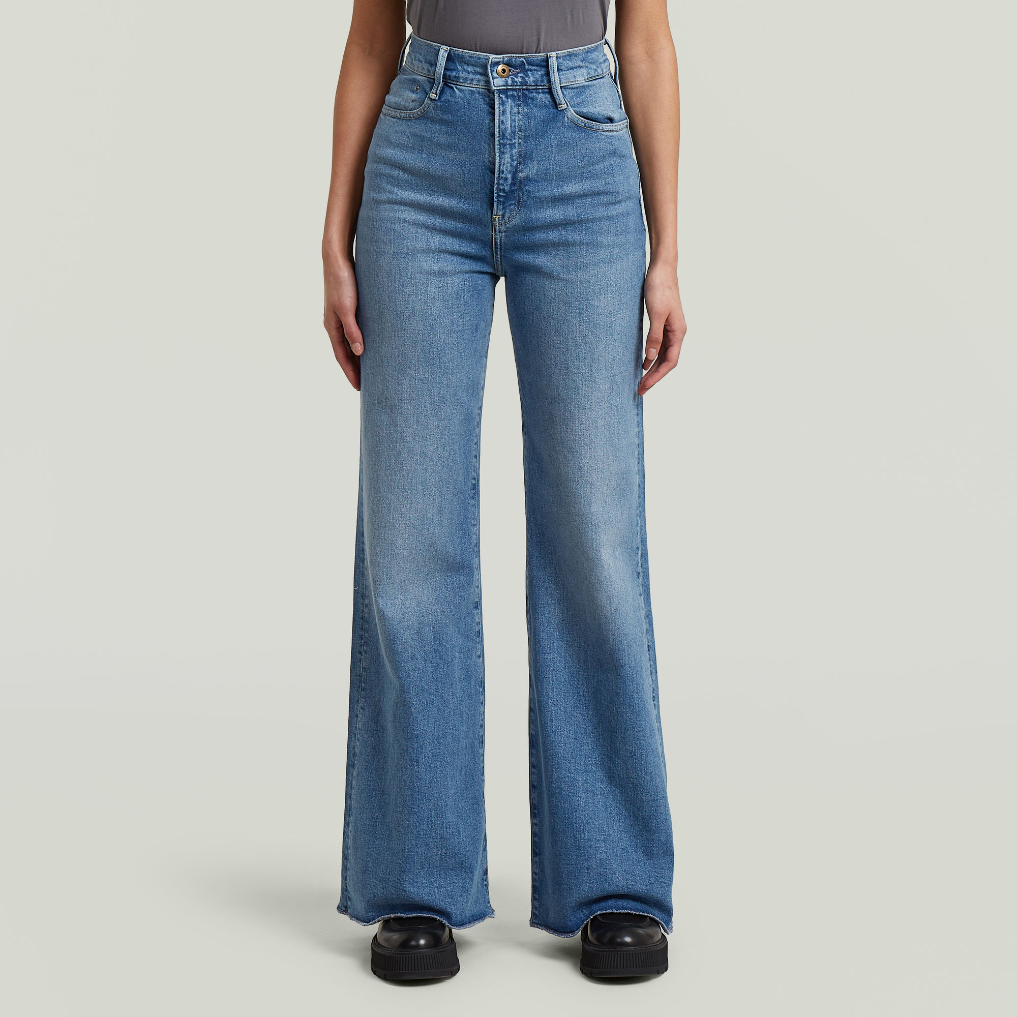 Deck Ultra High Wide Leg Jeans - Mittelblau - Damen