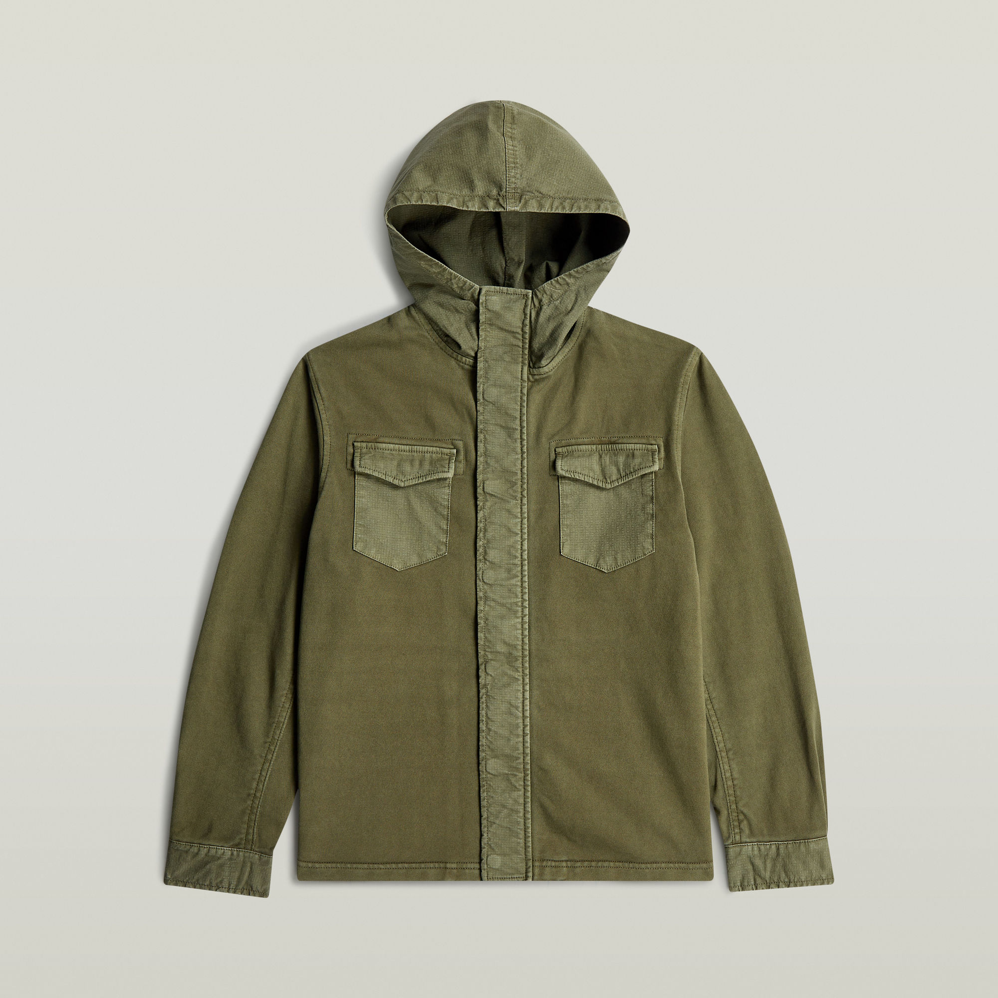 Thumbnail - Boys Army Hooded Zip Hemd - Grün - jungen