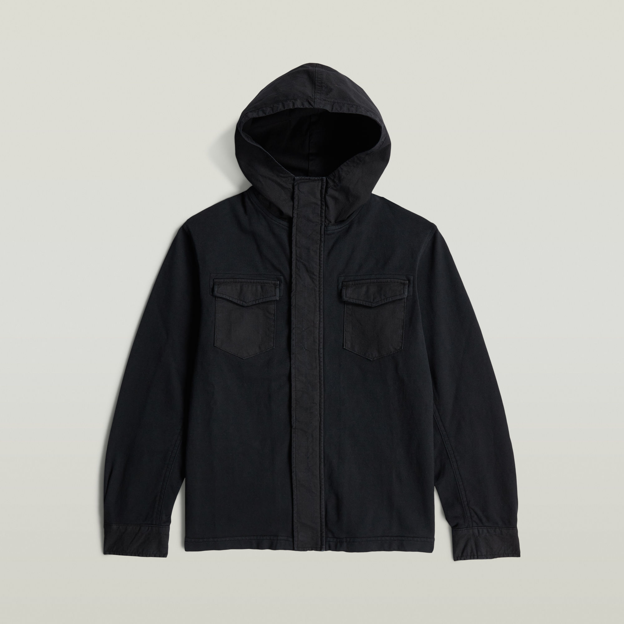 Thumbnail - Boys Army Hooded Zip Hemd - Schwarz - jungen