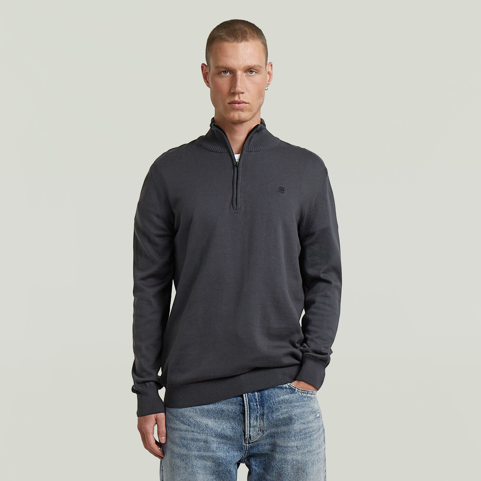 Half Zip Knit Pullover - Grau - Herren
