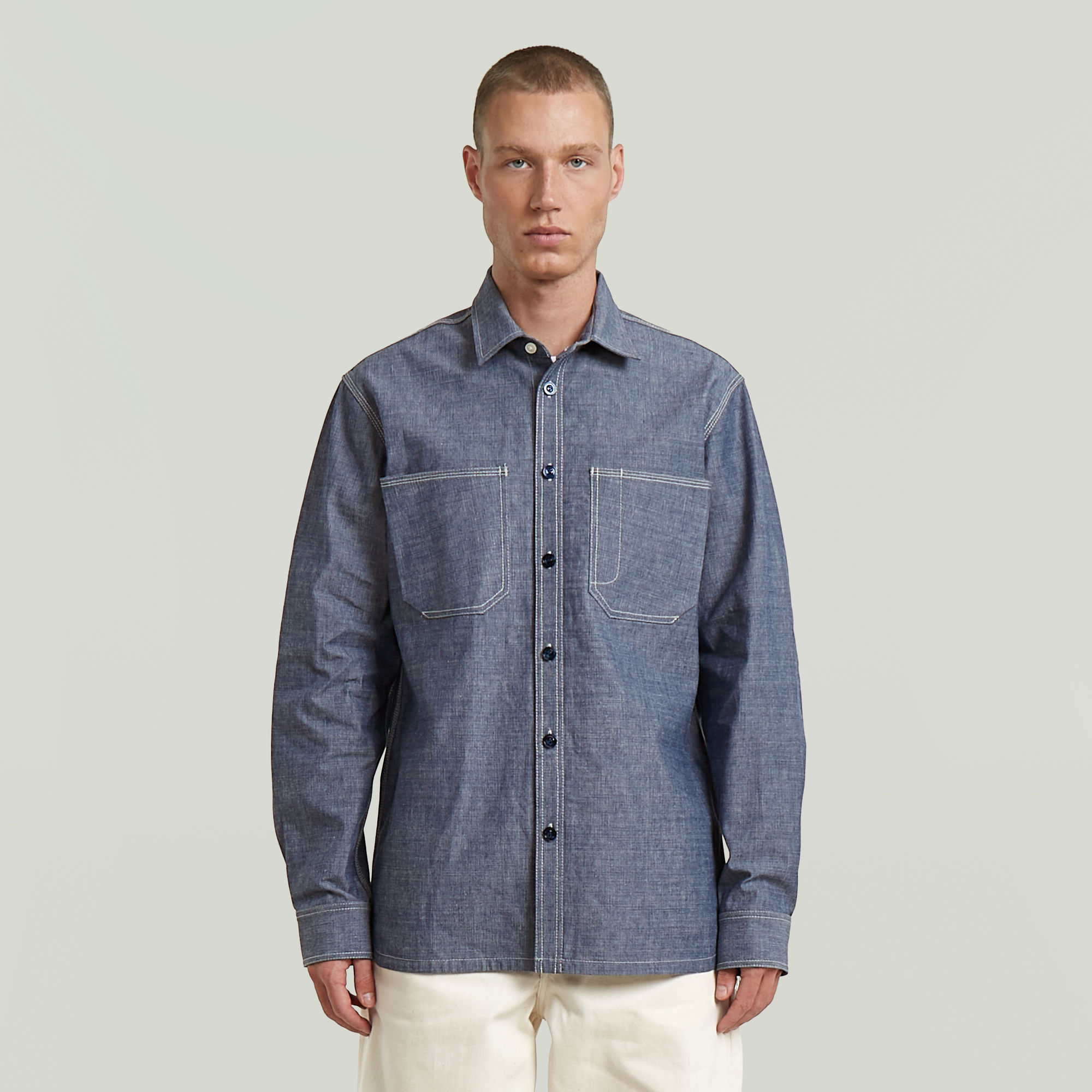 

G-S028 Regular Selvedge Shirt - Dark blue - Men