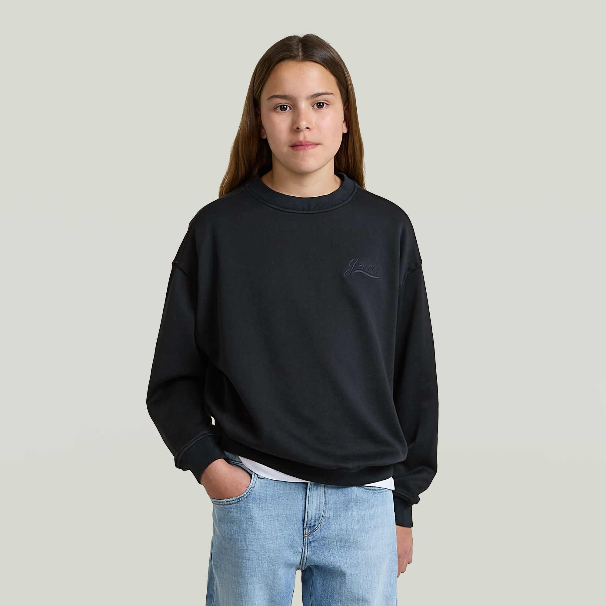Girls Oversized Crew Sweatshirt - Dunkelblau - mädchen