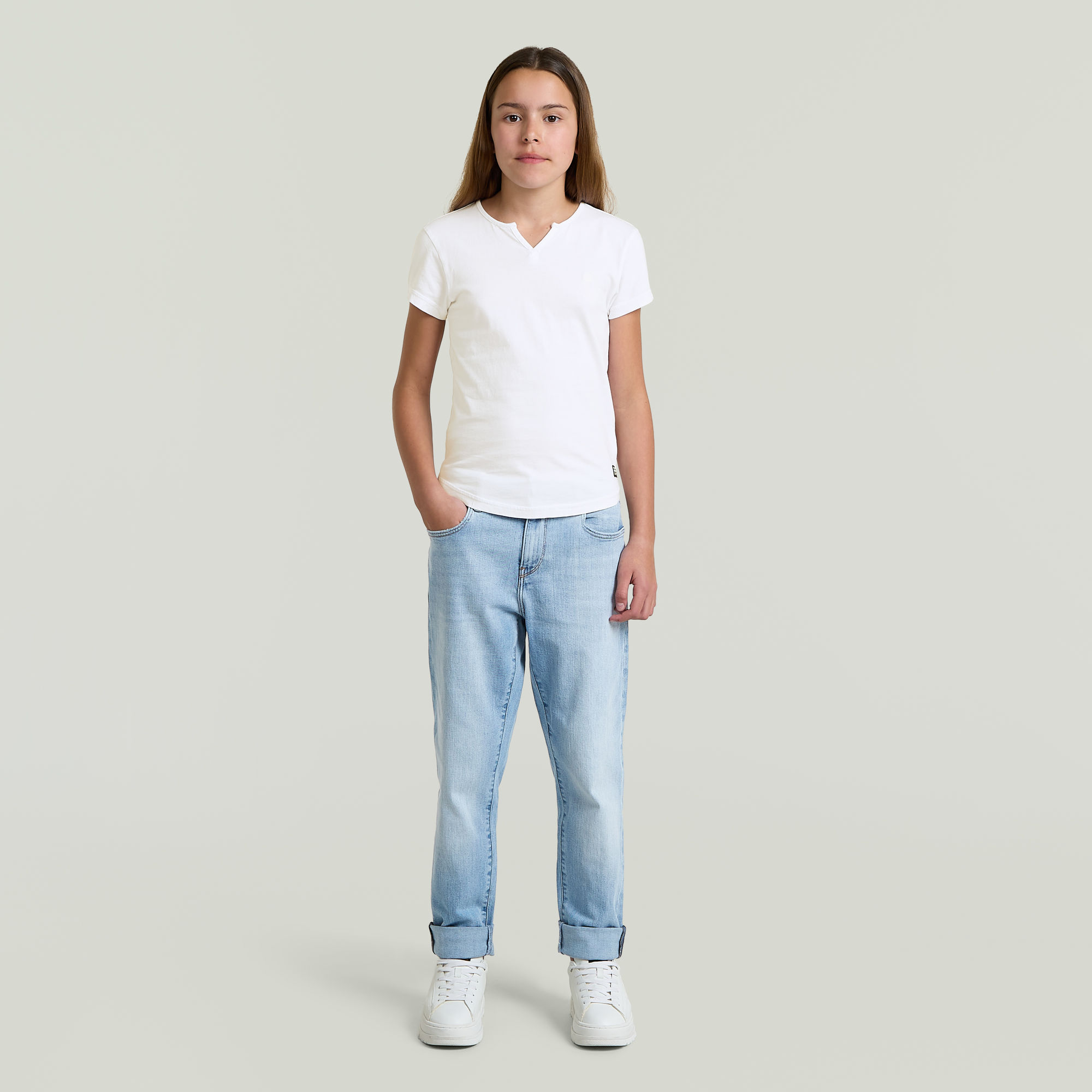 Thumbnail - Girls Micro Placket Slim T-Shirt - Weiß - mädchen