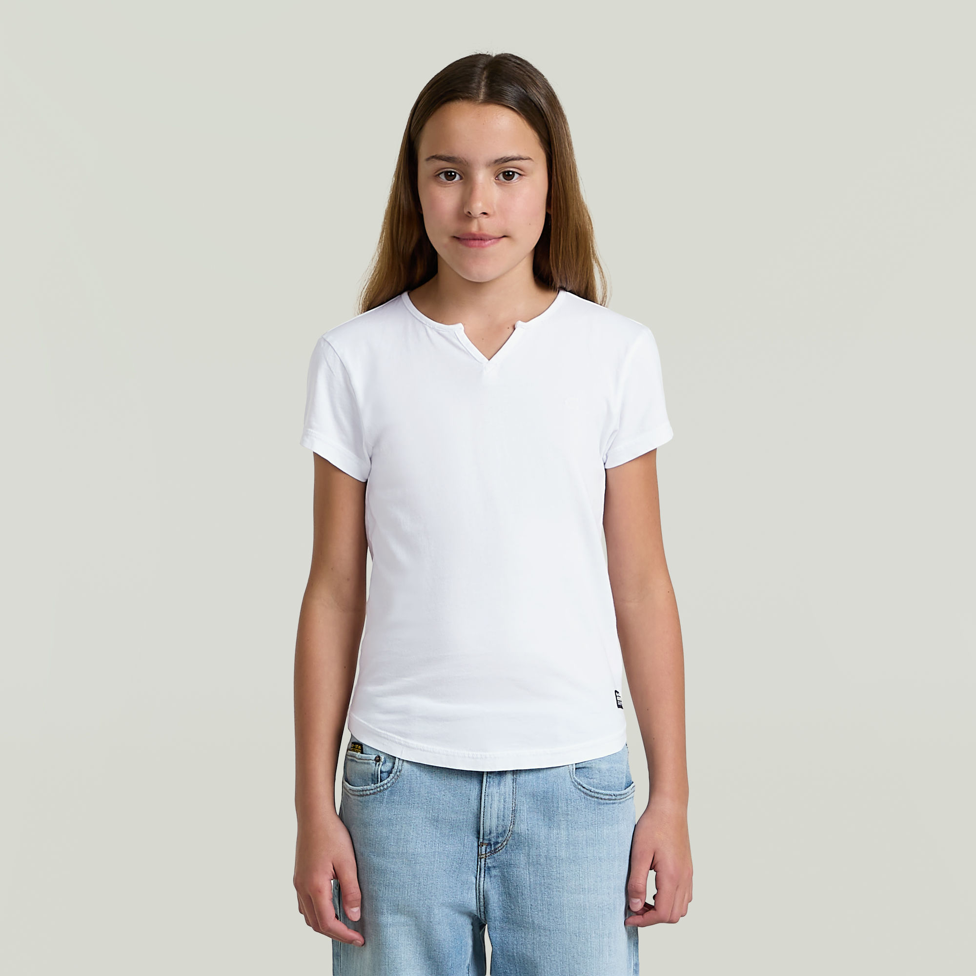 Girls Micro Placket Slim T-Shirt - Weiß - mädchen