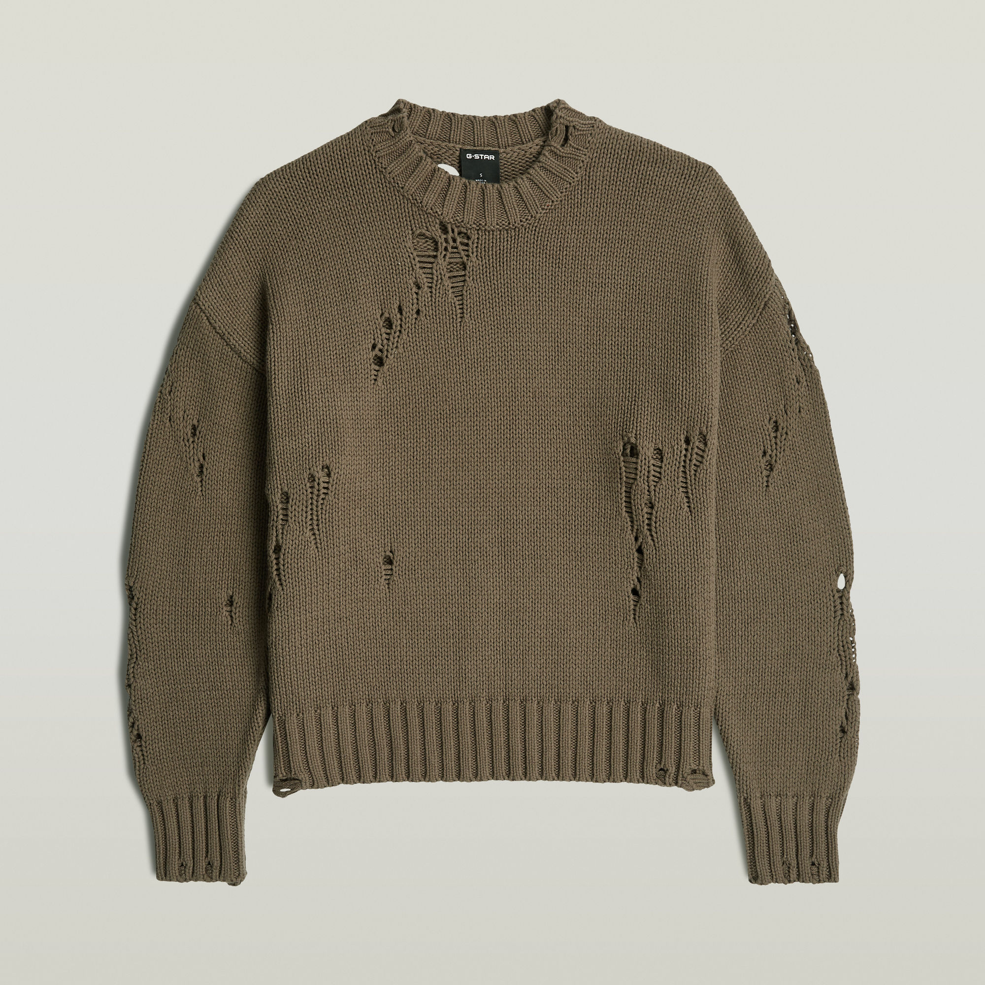 Drop Needle Loose Knit Pullover - Braun - Damen