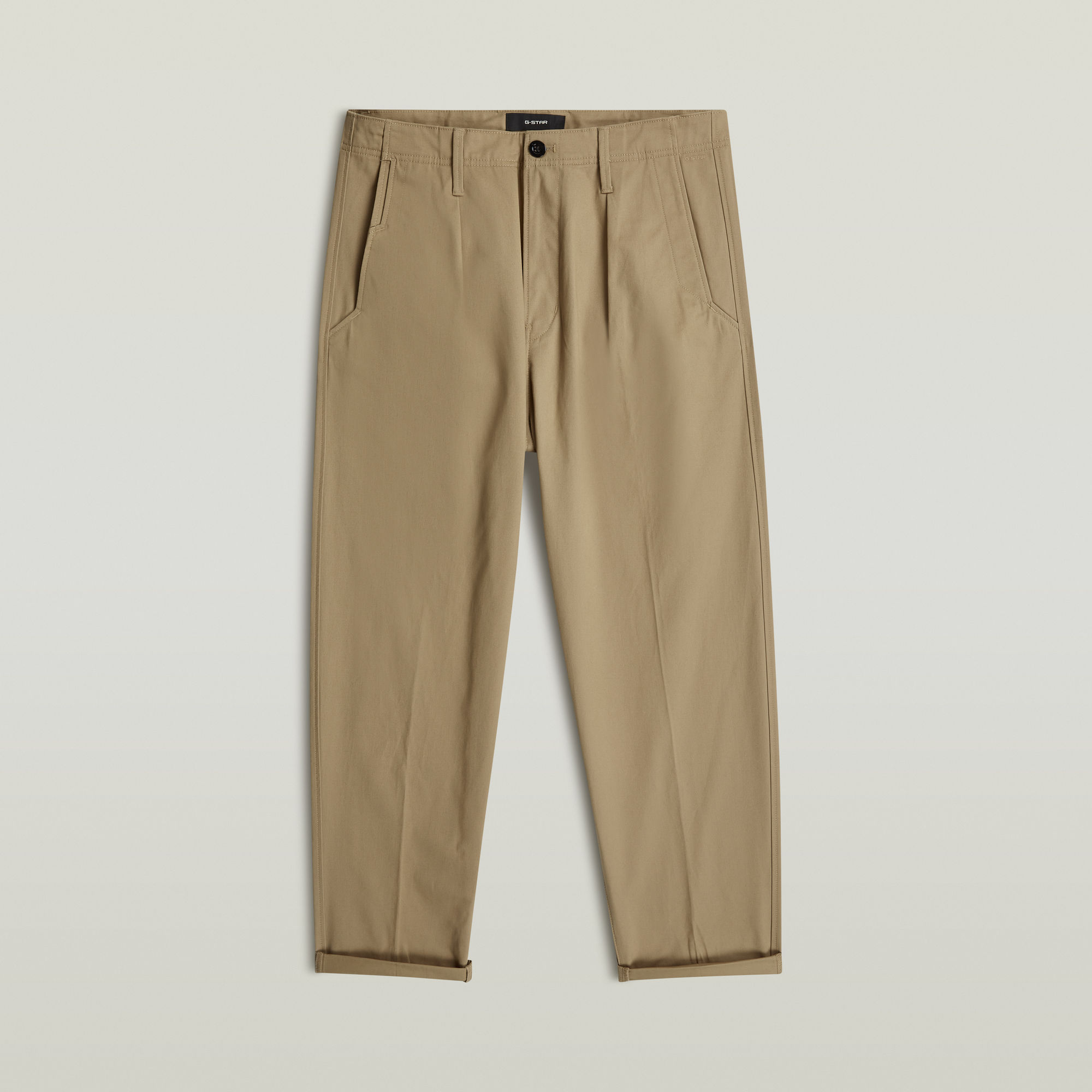 Pleated Chino Relaxed Tapered Hose - Beige - Herren