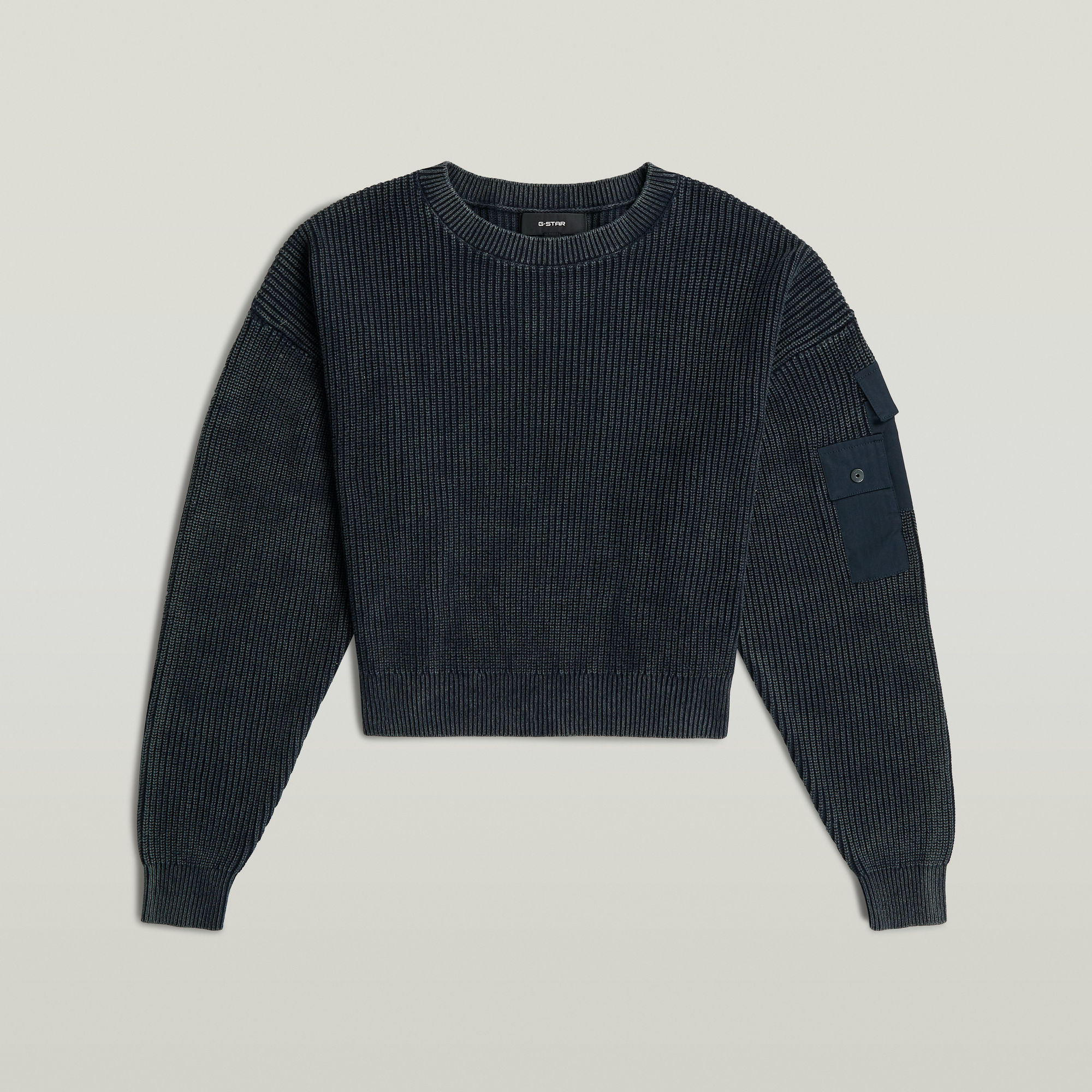 Thumbnail - Washed Pocket Loose Knit - Dunkelblau - Damen