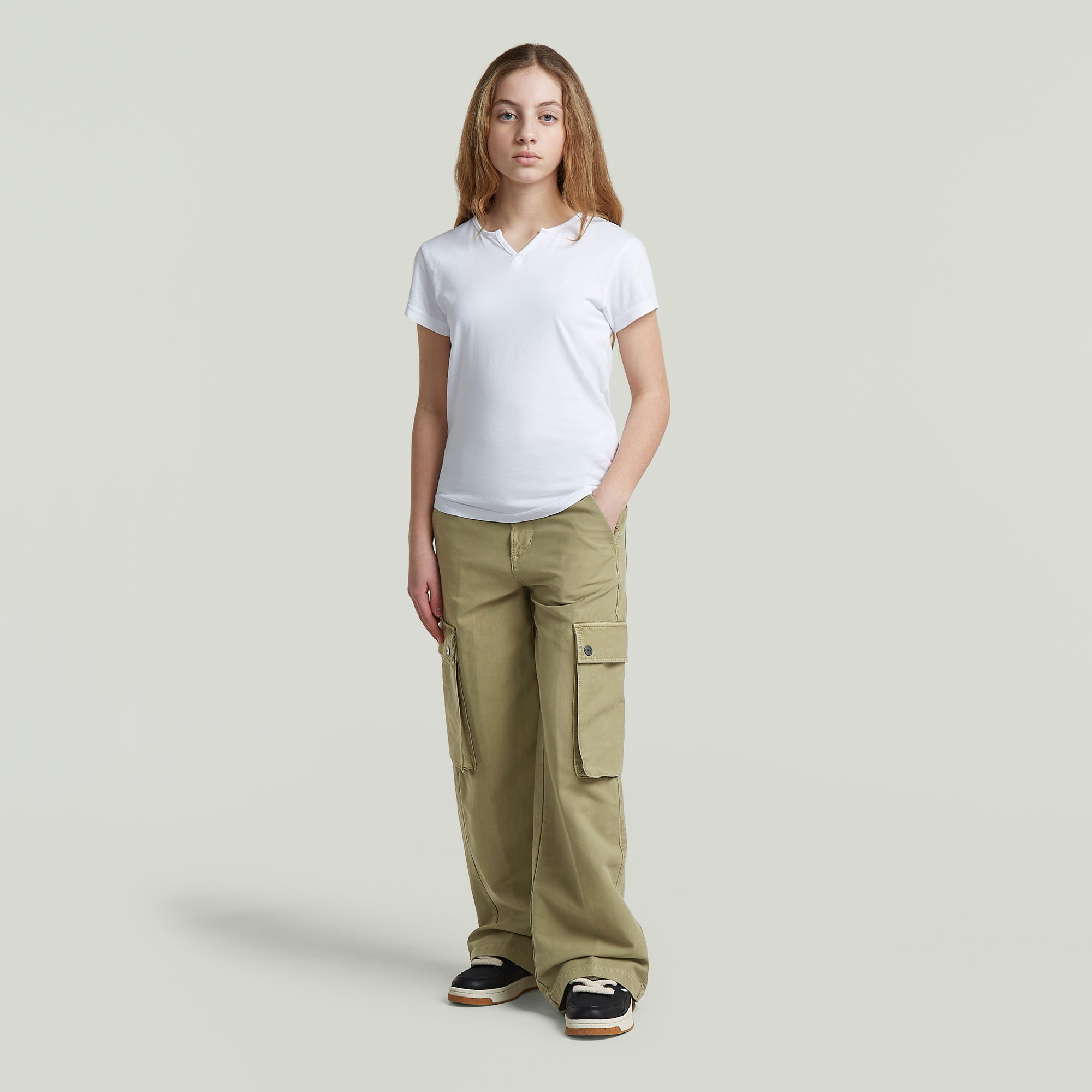 Thumbnail - Girls High Waist Cargohose - Grün - mädchen