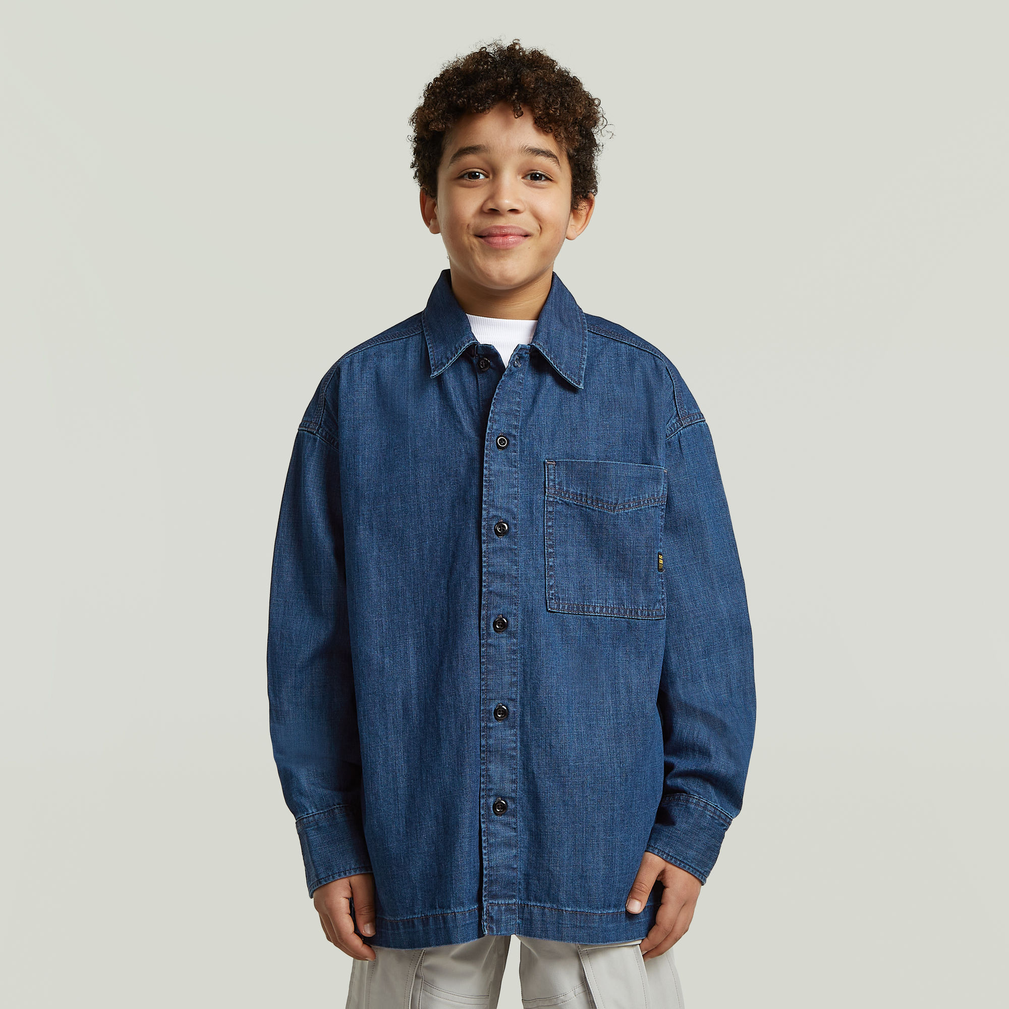 Boys Boxy Fit Hemd - Dunkelblau - jungen