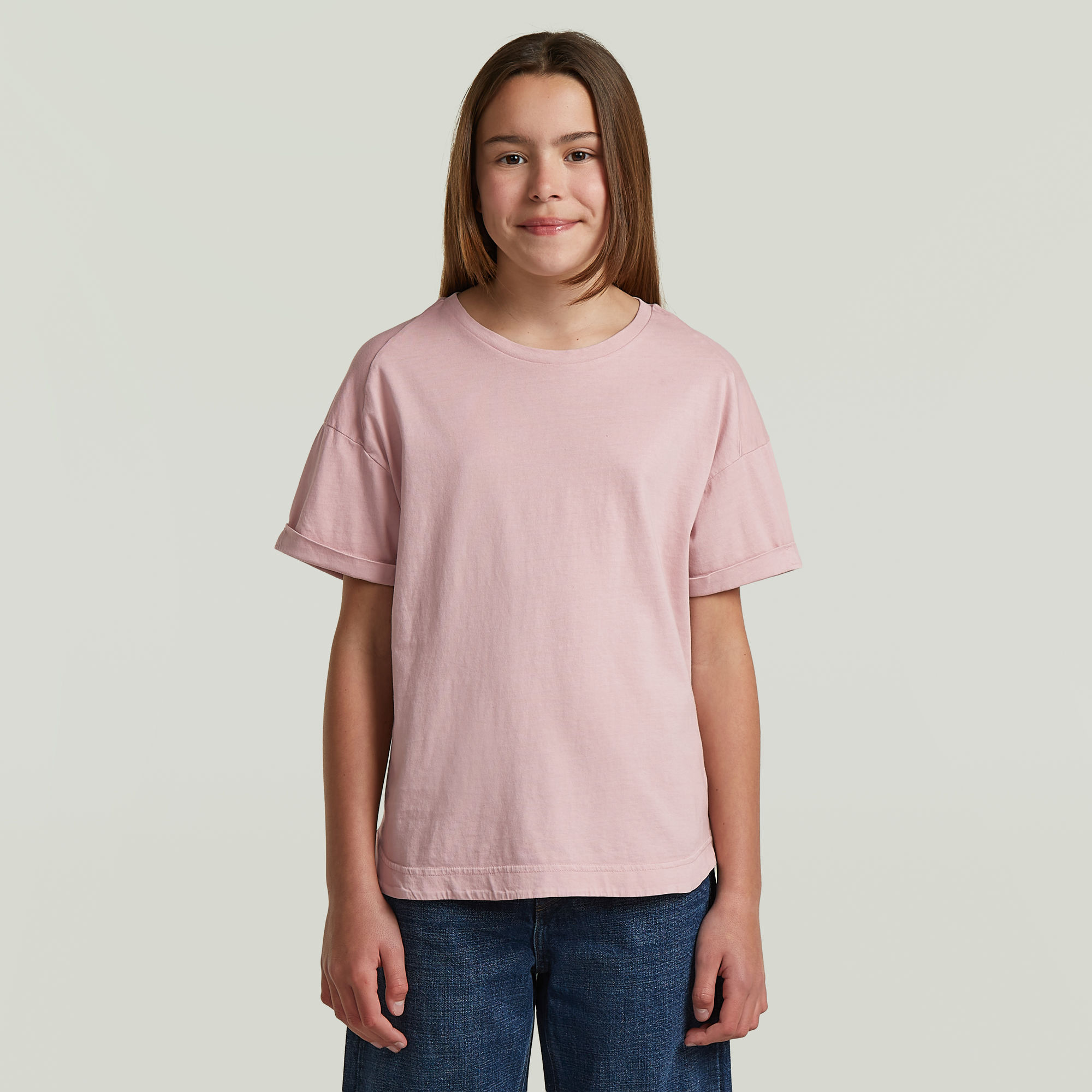 Girls Rolled Up Tee - Pink - mädchen