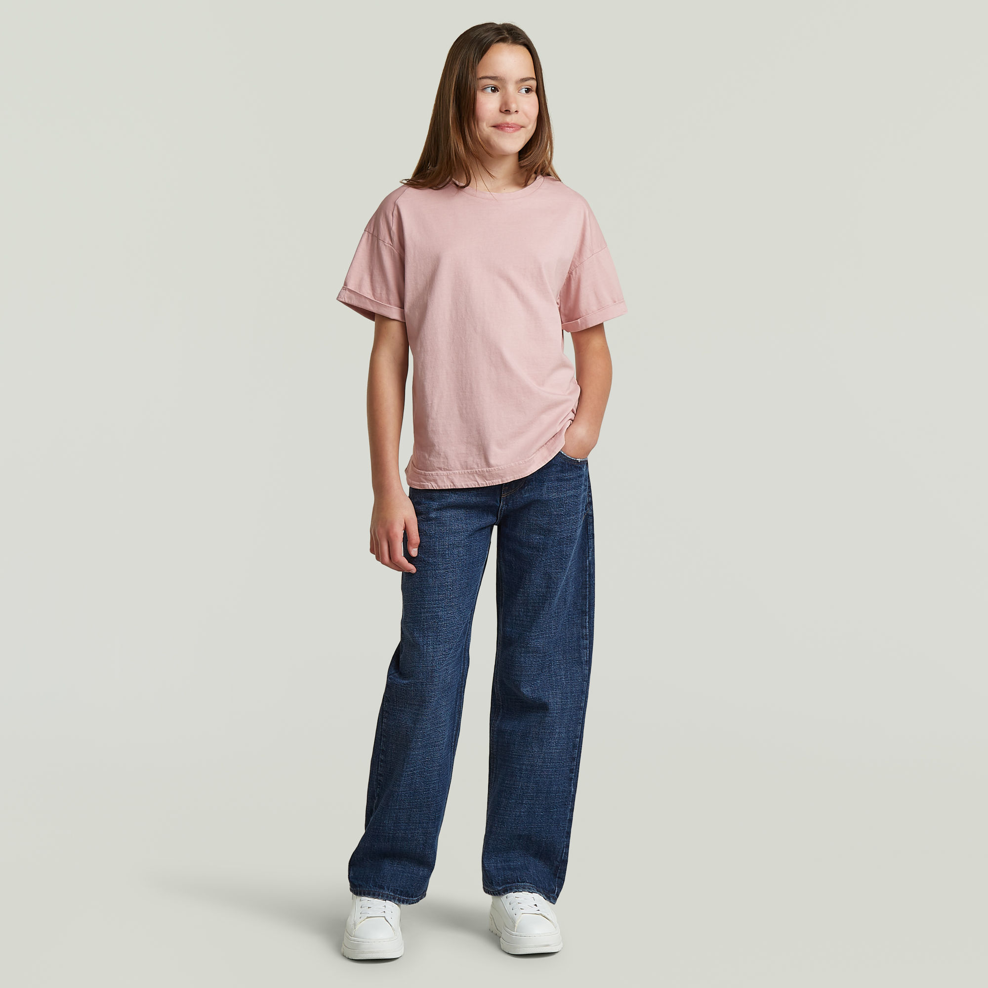 Thumbnail - Girls Rolled Up Tee - Pink - mädchen