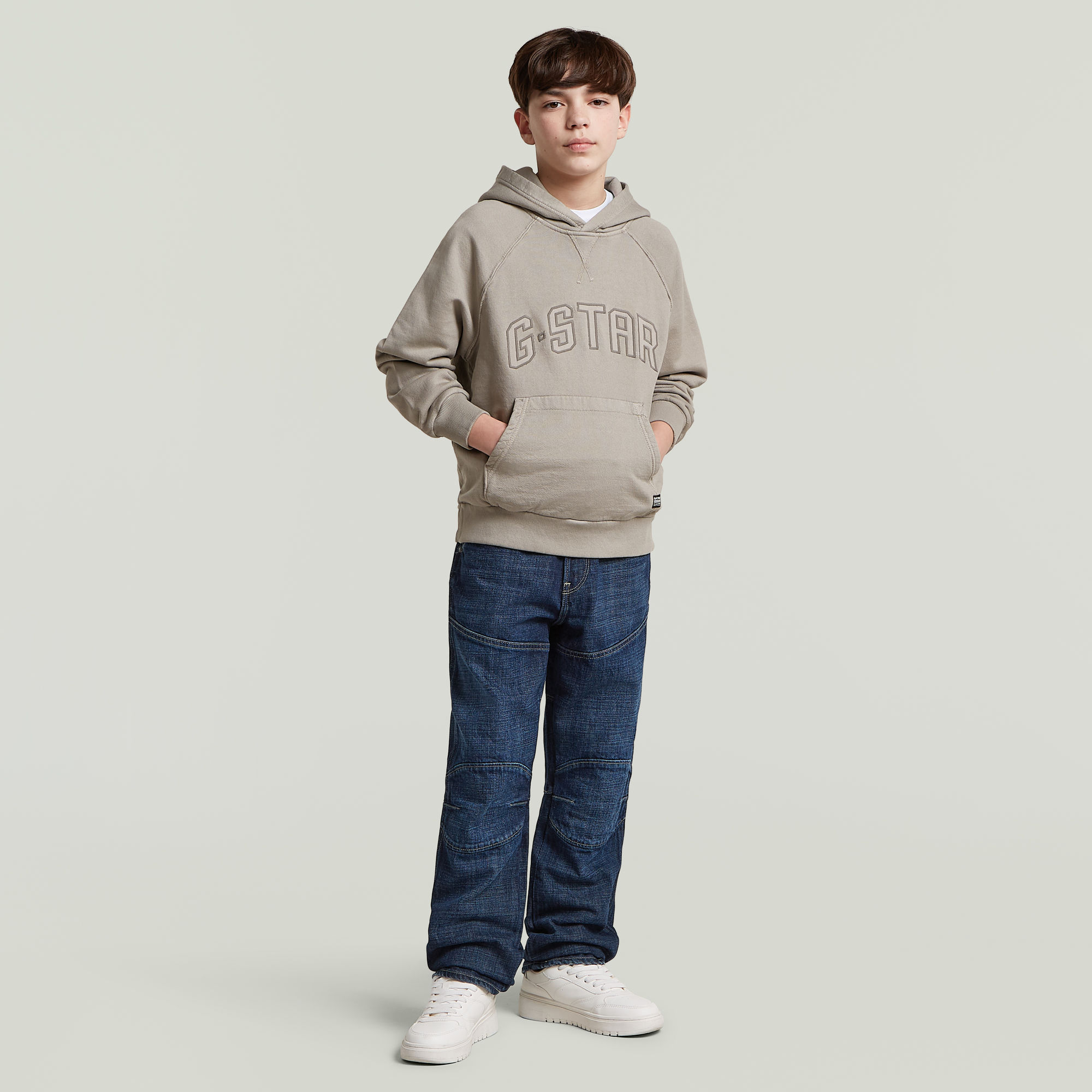 Thumbnail - Boys Basic Coll Hooded Sweatshirt - Grau - jungen