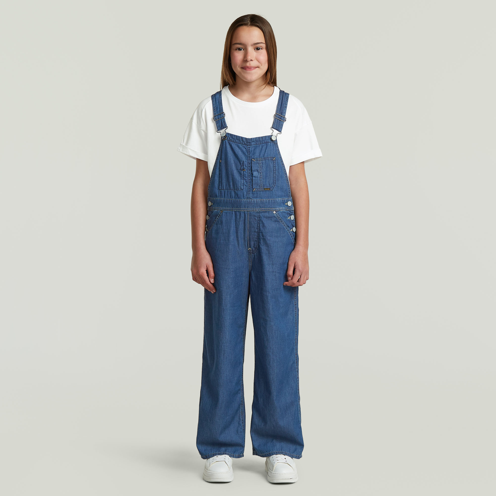 Girls Midi Dungaree - Mittelblau - mädchen