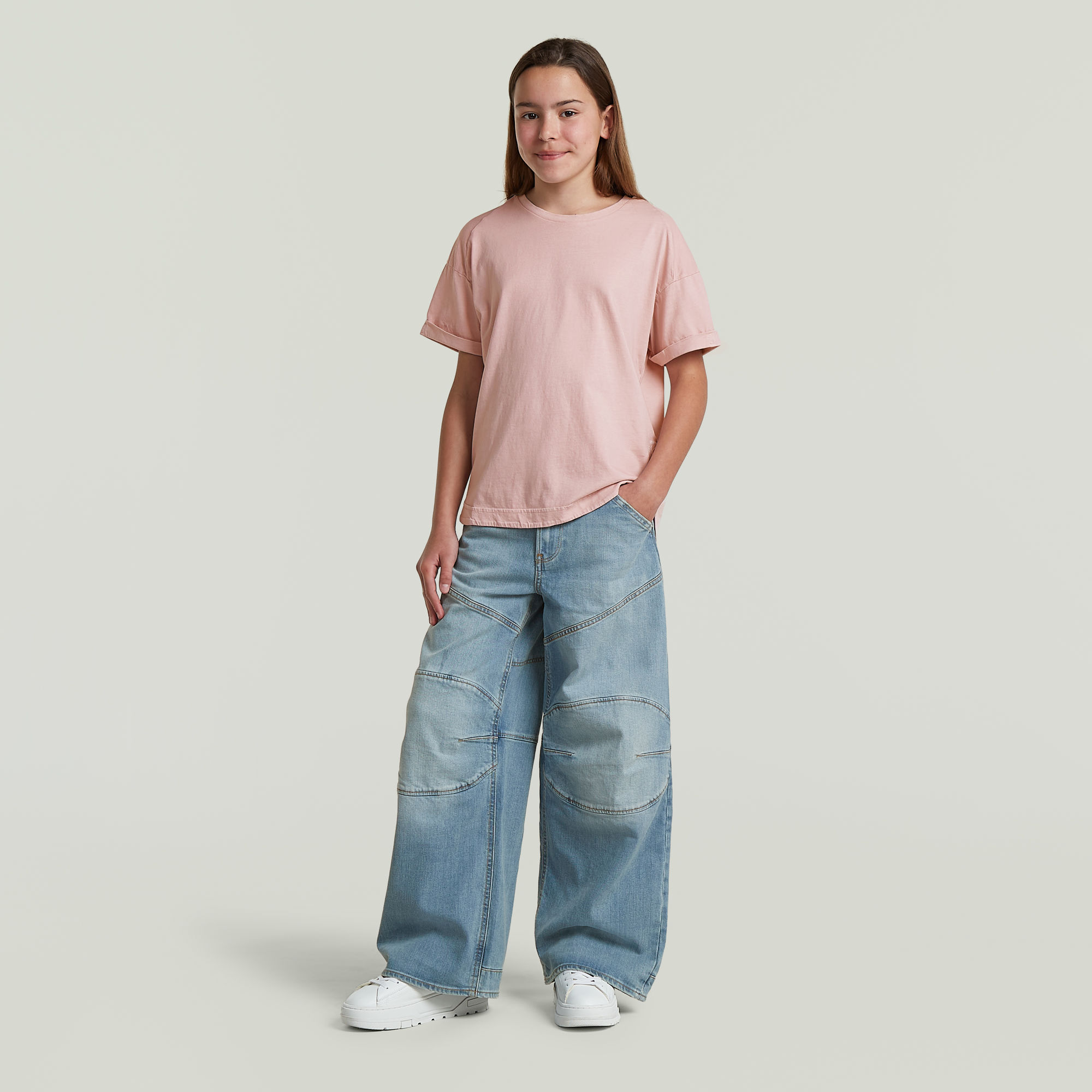 Thumbnail - Girls 5620 Baggy Jeans - Hellblau - mädchen