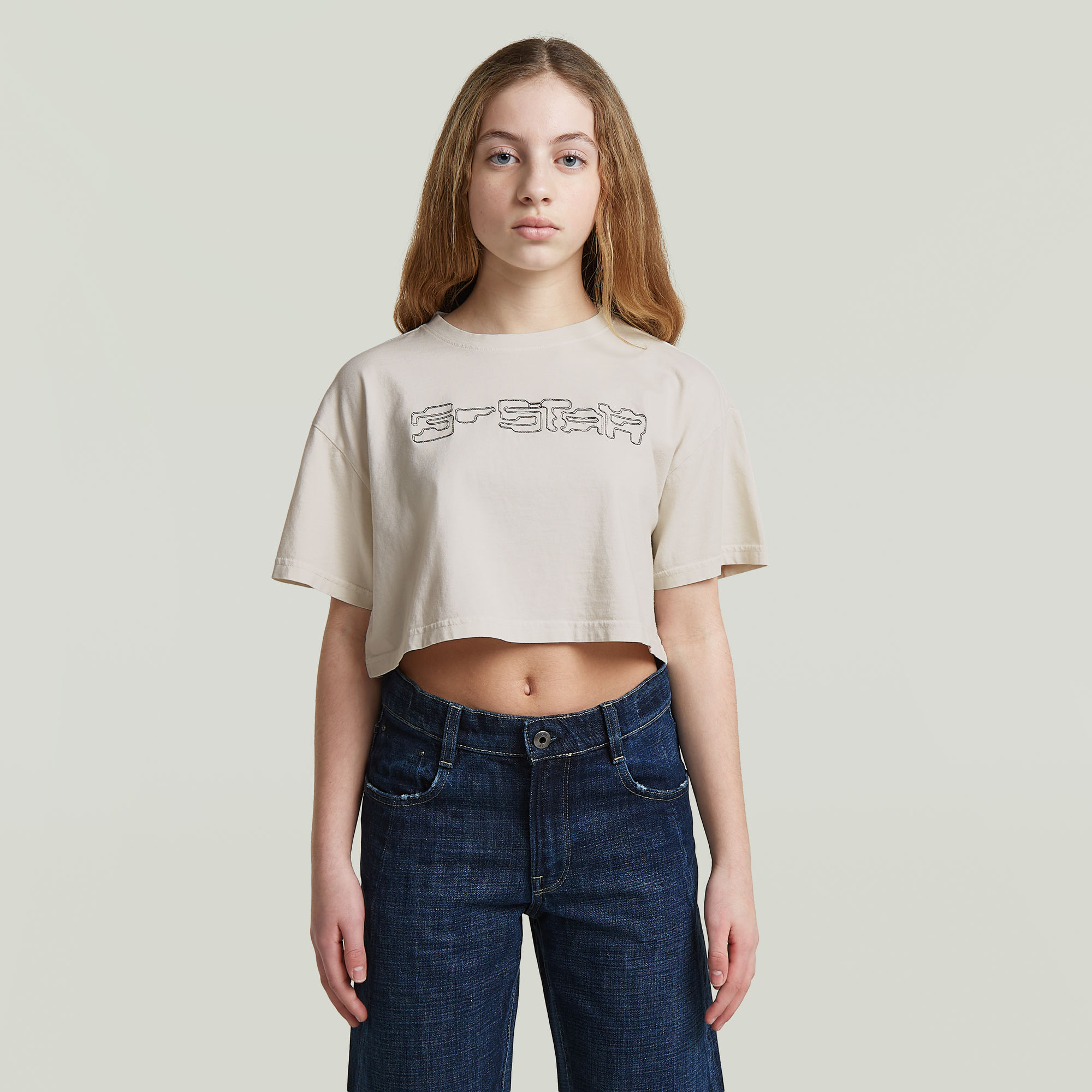 Girls Boxy Cropped T-Shirt - Beige - mädchen