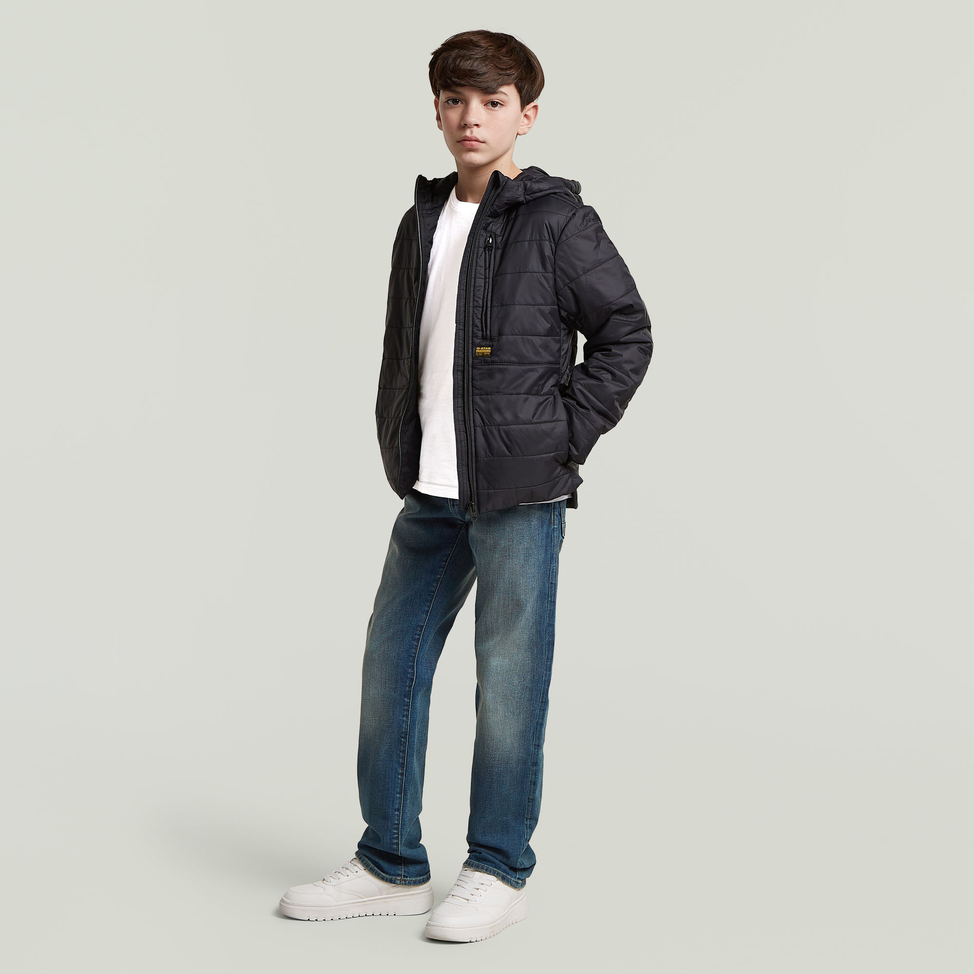 Thumbnail - Boys Foundation Padded Hooded Liner Jacke - Schwarz - jungen