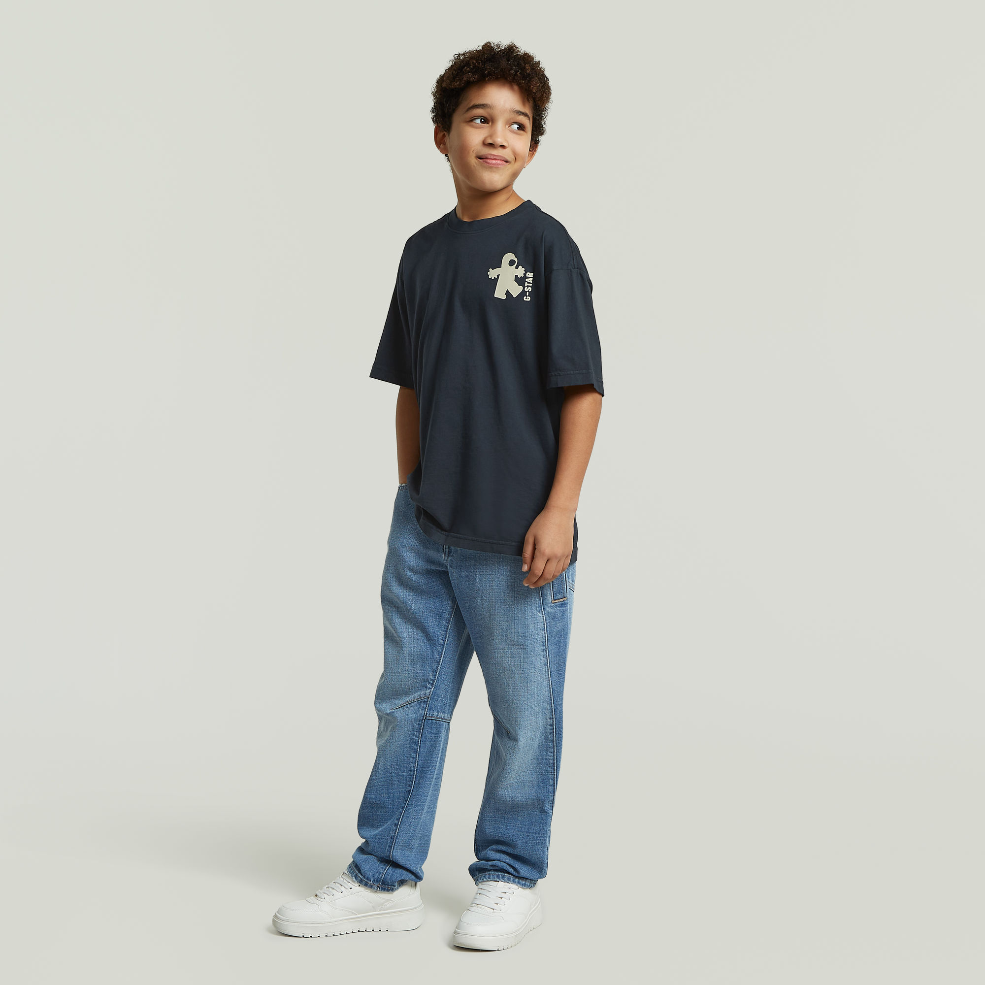 Thumbnail - Boys Oversized T-Shirt - Dunkelblau - jungen