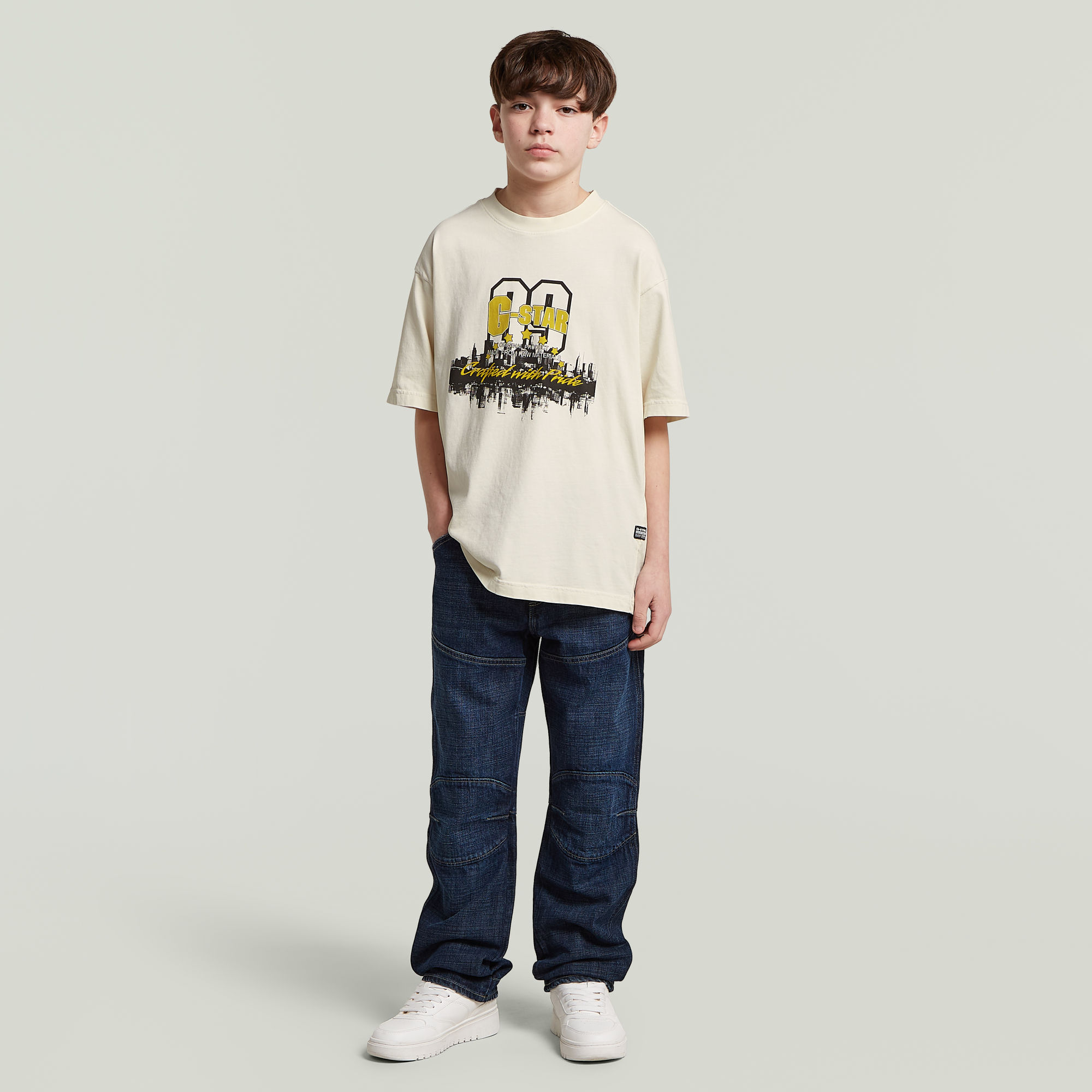 Thumbnail - Boys Oversized T-Shirt - Beige - jungen
