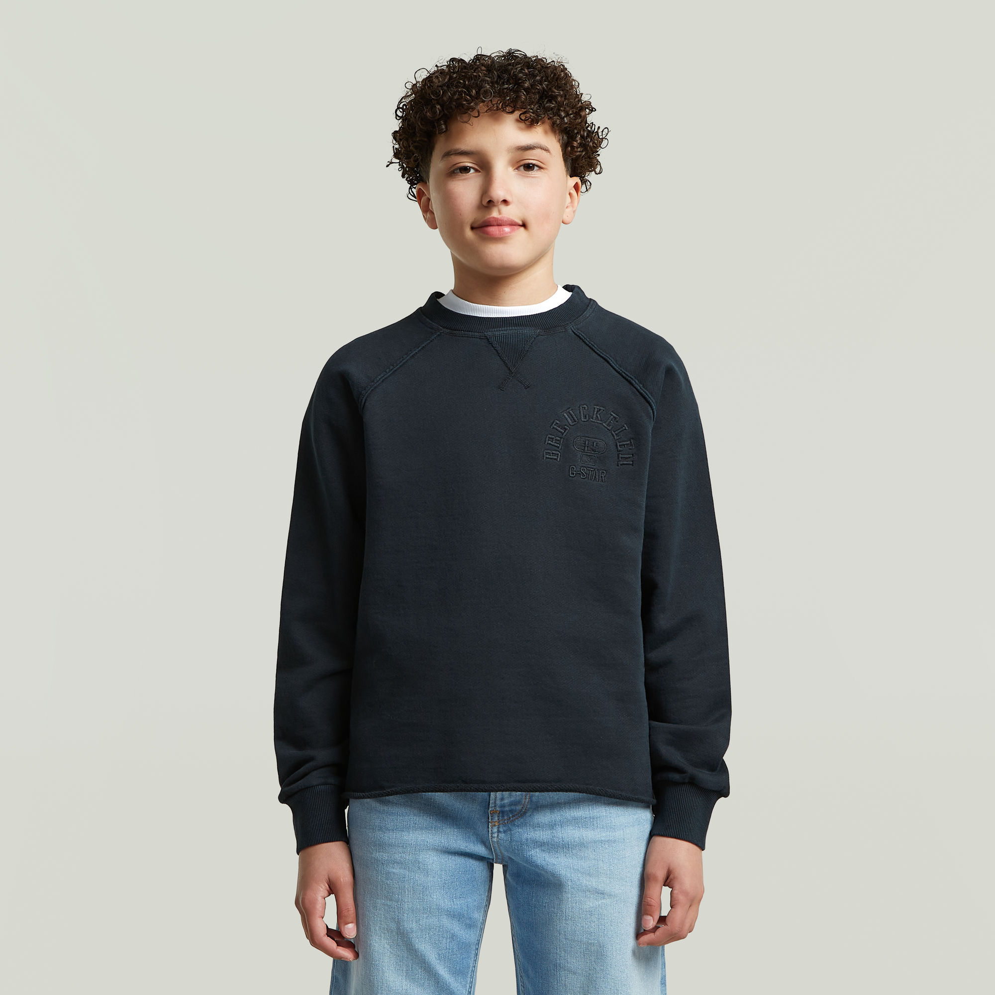 Boys Basic Coll Crew Sweatshirt - Dunkelblau - jungen