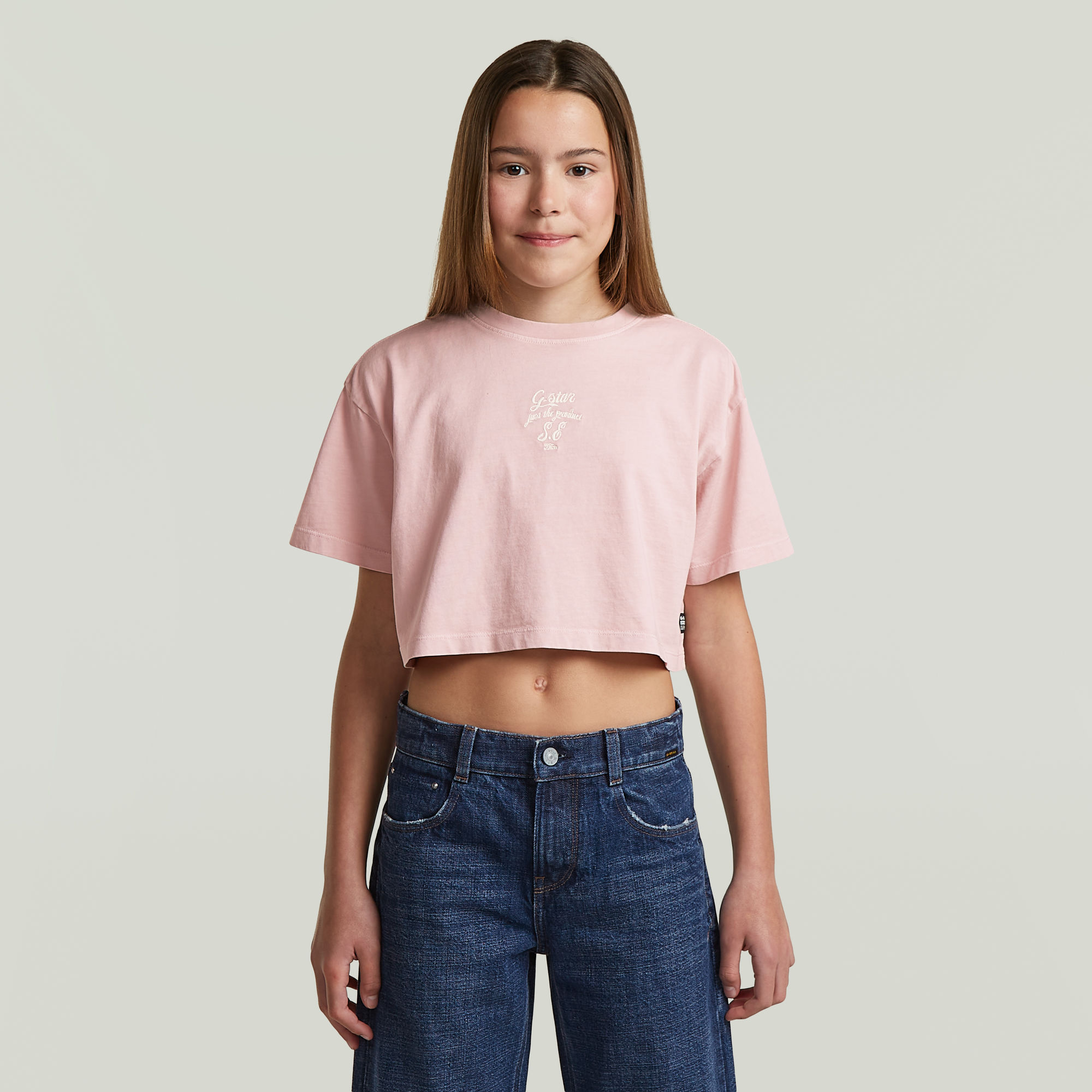 

Boxy Cropped T-Shirt voor meisjes - Roze - meisjes
