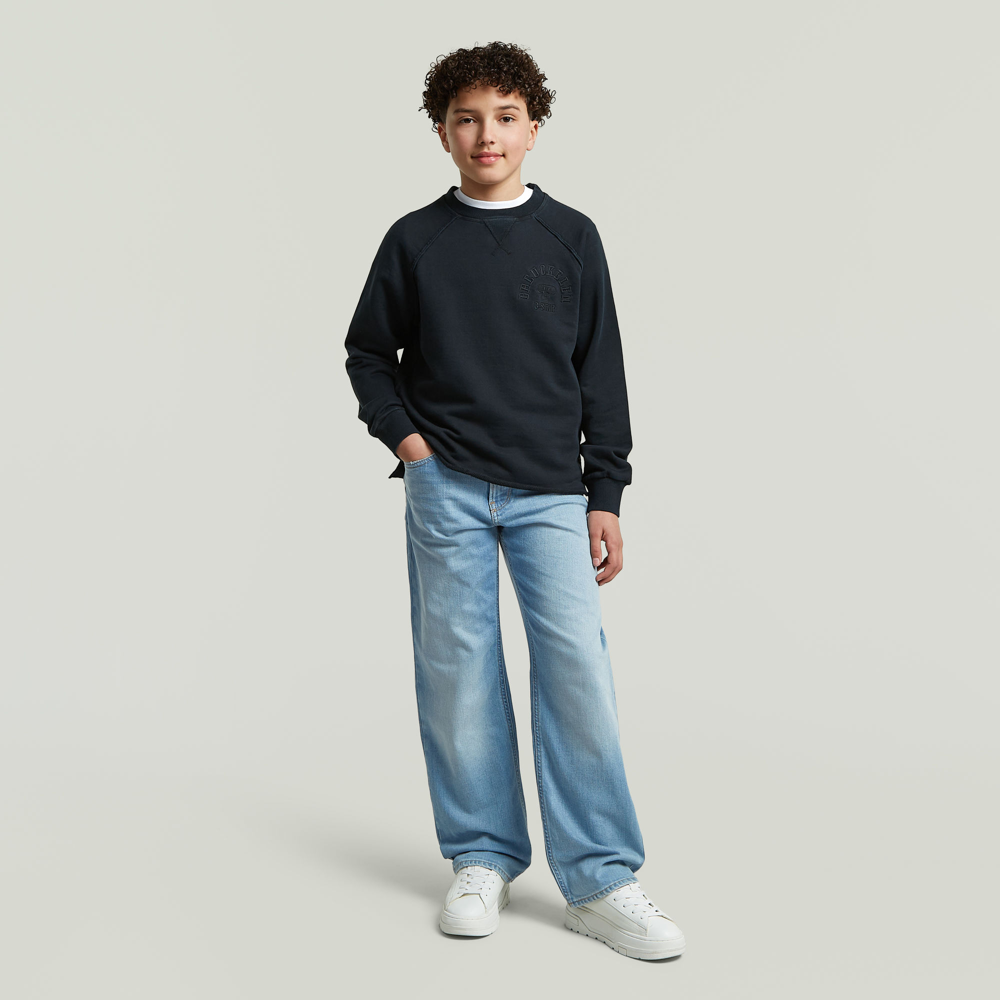Thumbnail - Boys Basic Coll Crew Sweatshirt - Dunkelblau - jungen