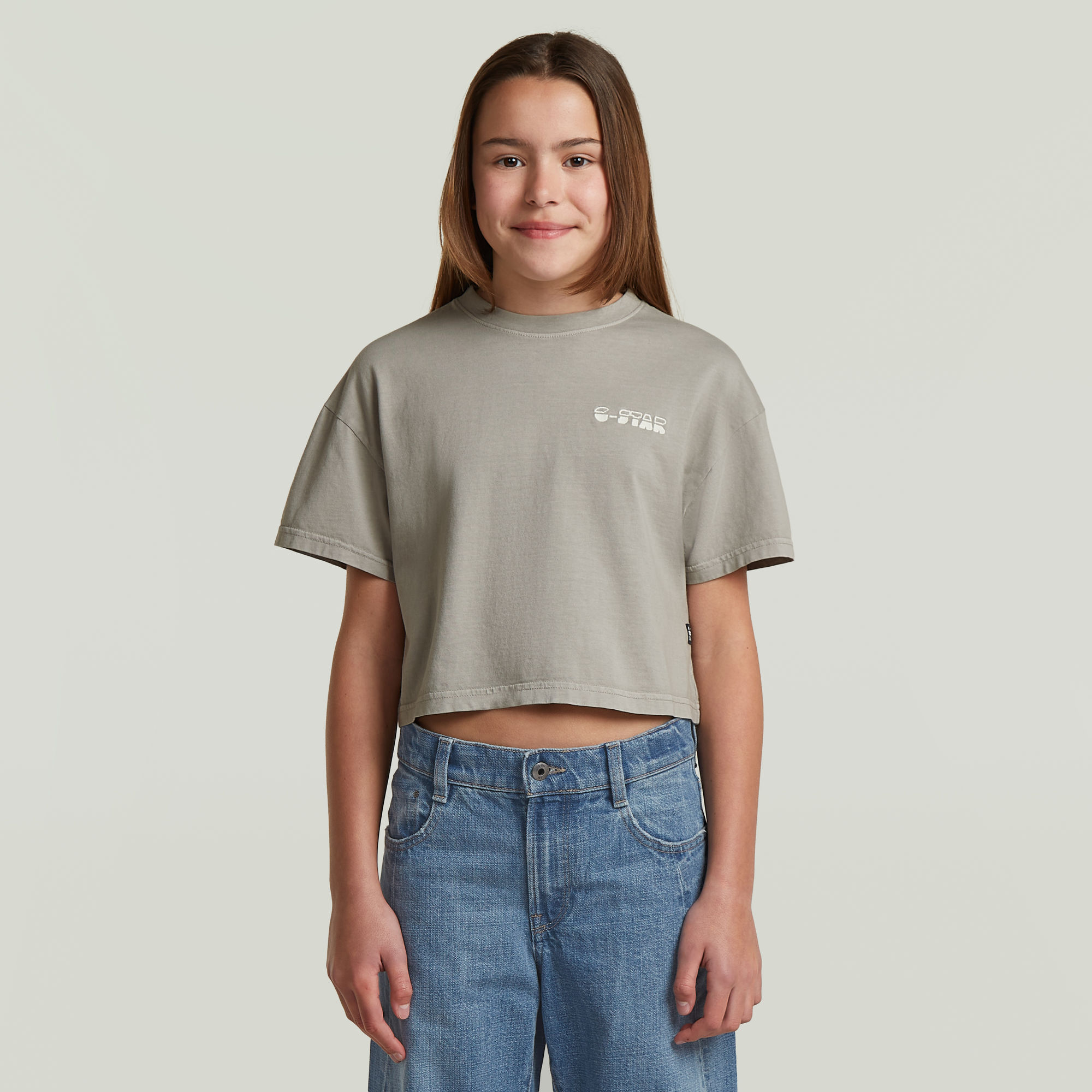 Girls Cropped Relaxed T-Shirt - Grau - mädchen