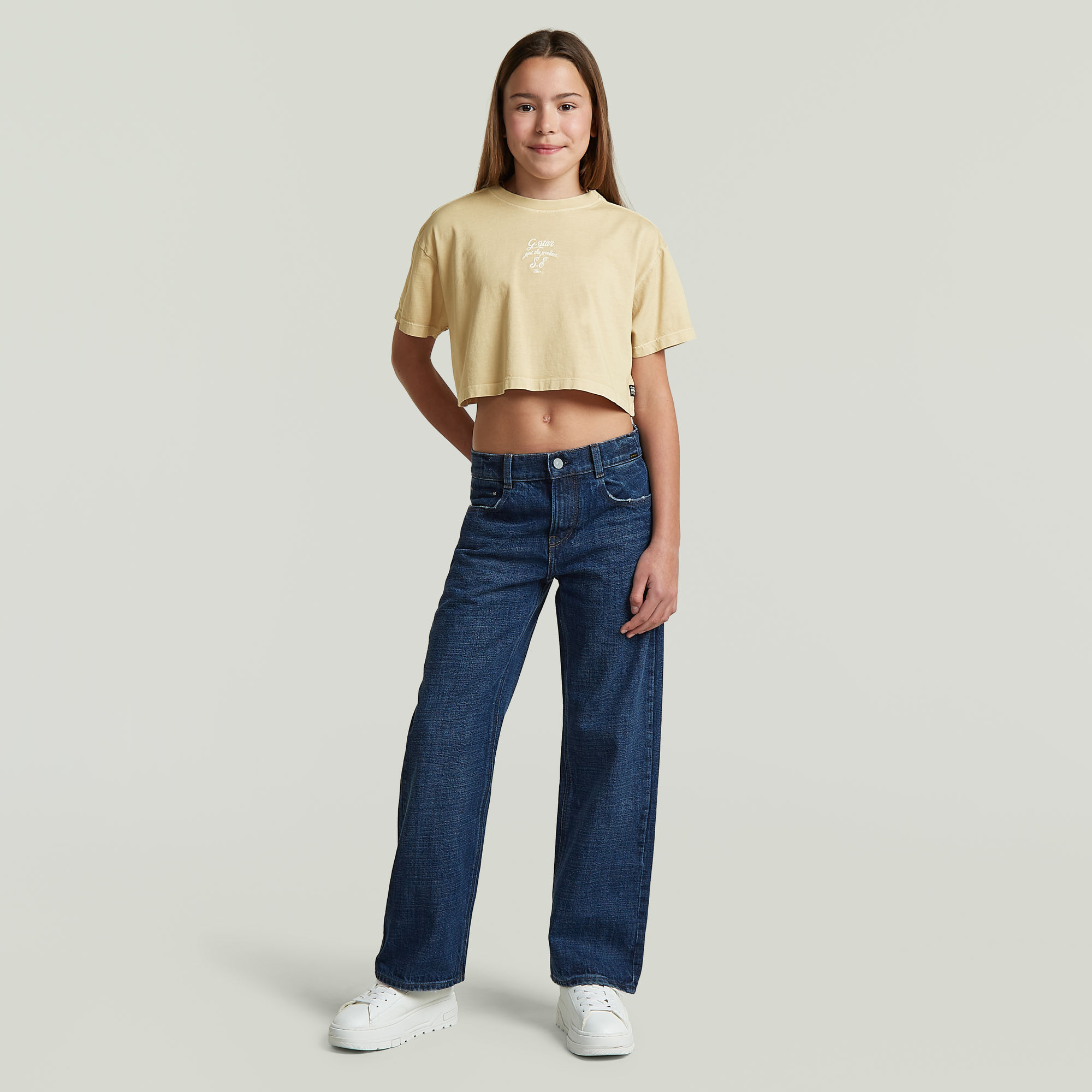 Thumbnail - Girls Boxy Cropped T-Shirt - Beige - mädchen