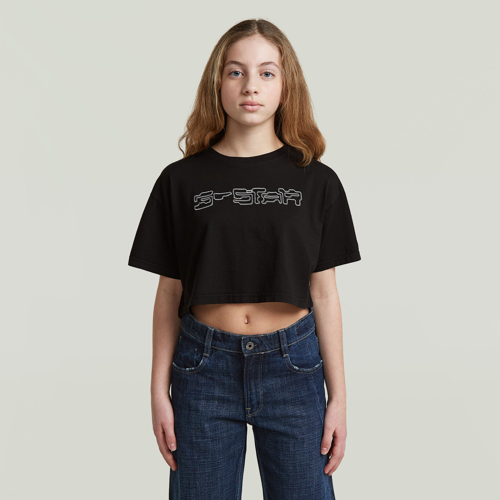 Girls Boxy Cropped T-Shirt - Schwarz - mädchen