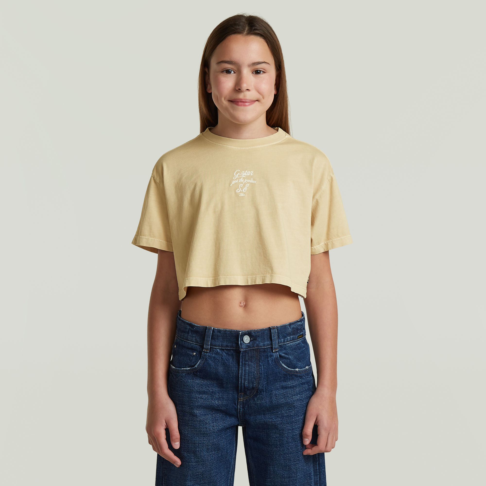 Girls Boxy Cropped T-Shirt - Beige - mädchen