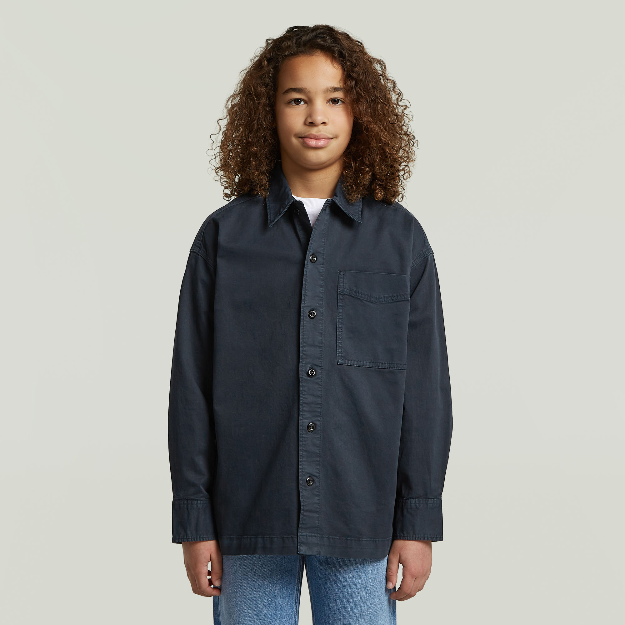 Boys Boxy Fit Hemd - Dunkelblau - jungen