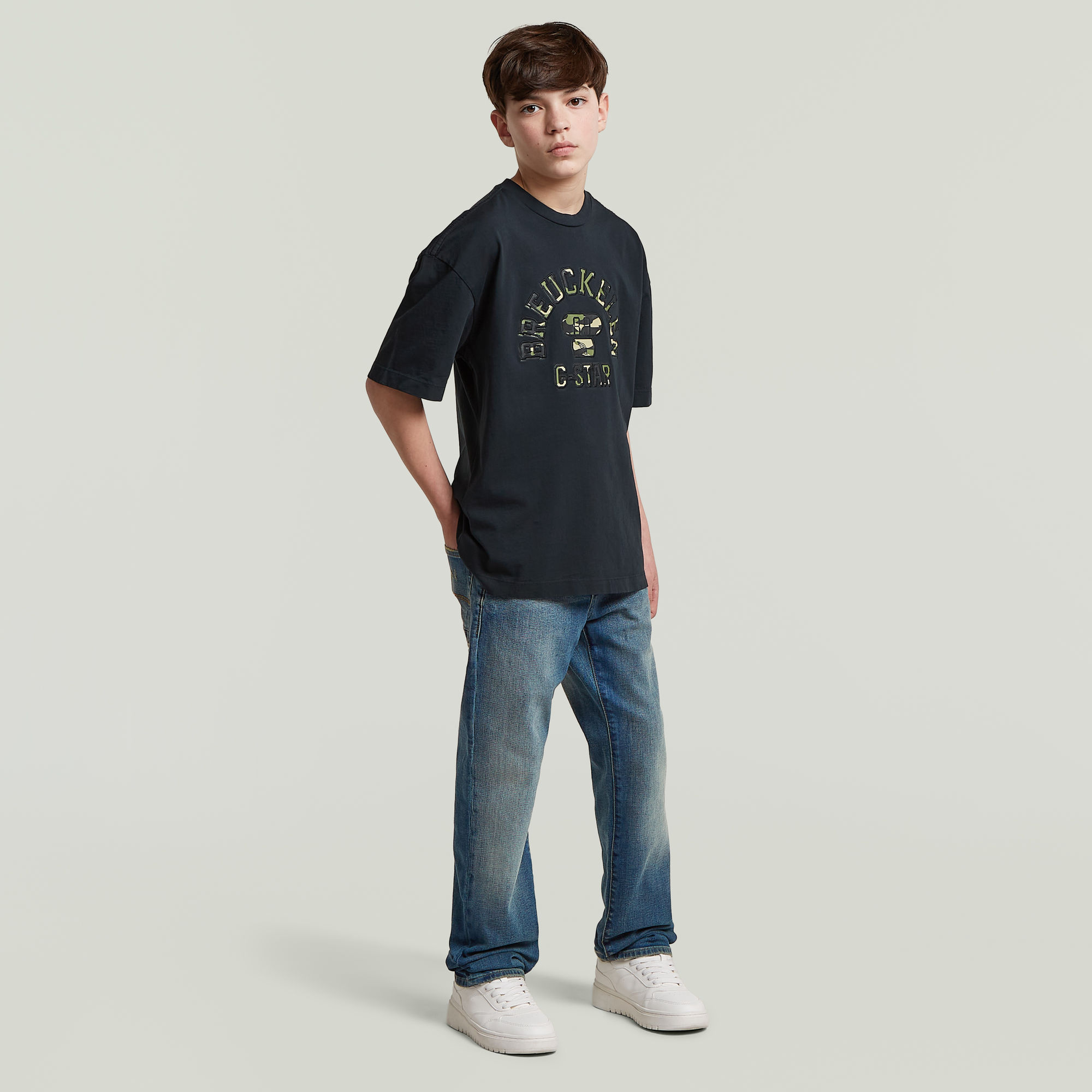 Thumbnail - Boys Tee Coll Top - Dunkelblau - jungen
