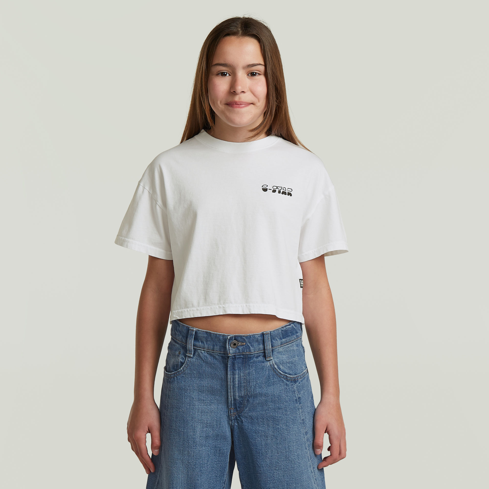 Girls Cropped Relaxed T-Shirt - Weiß - mädchen