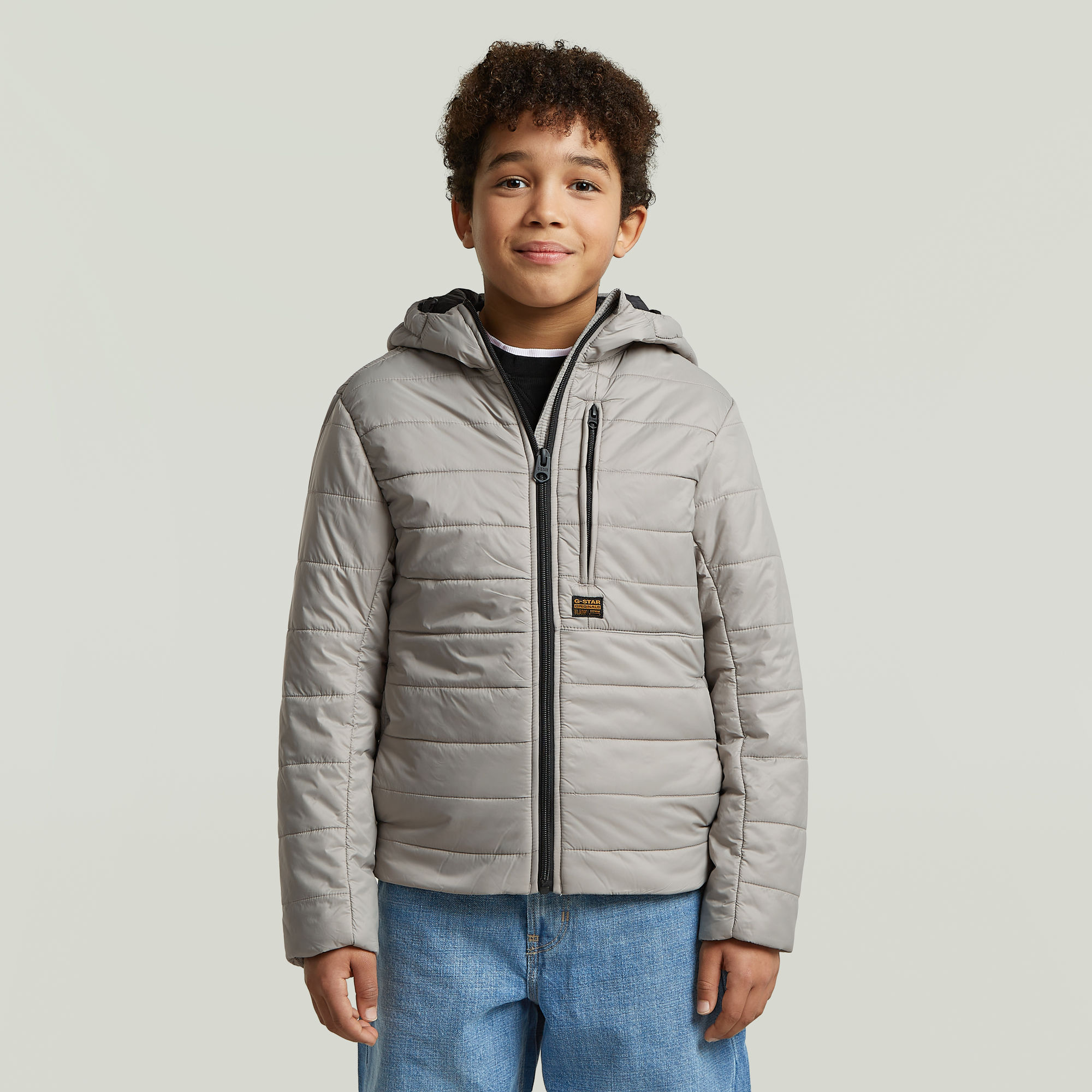 Boys Foundation Padded Hooded Liner Jacke - Grau - jungen