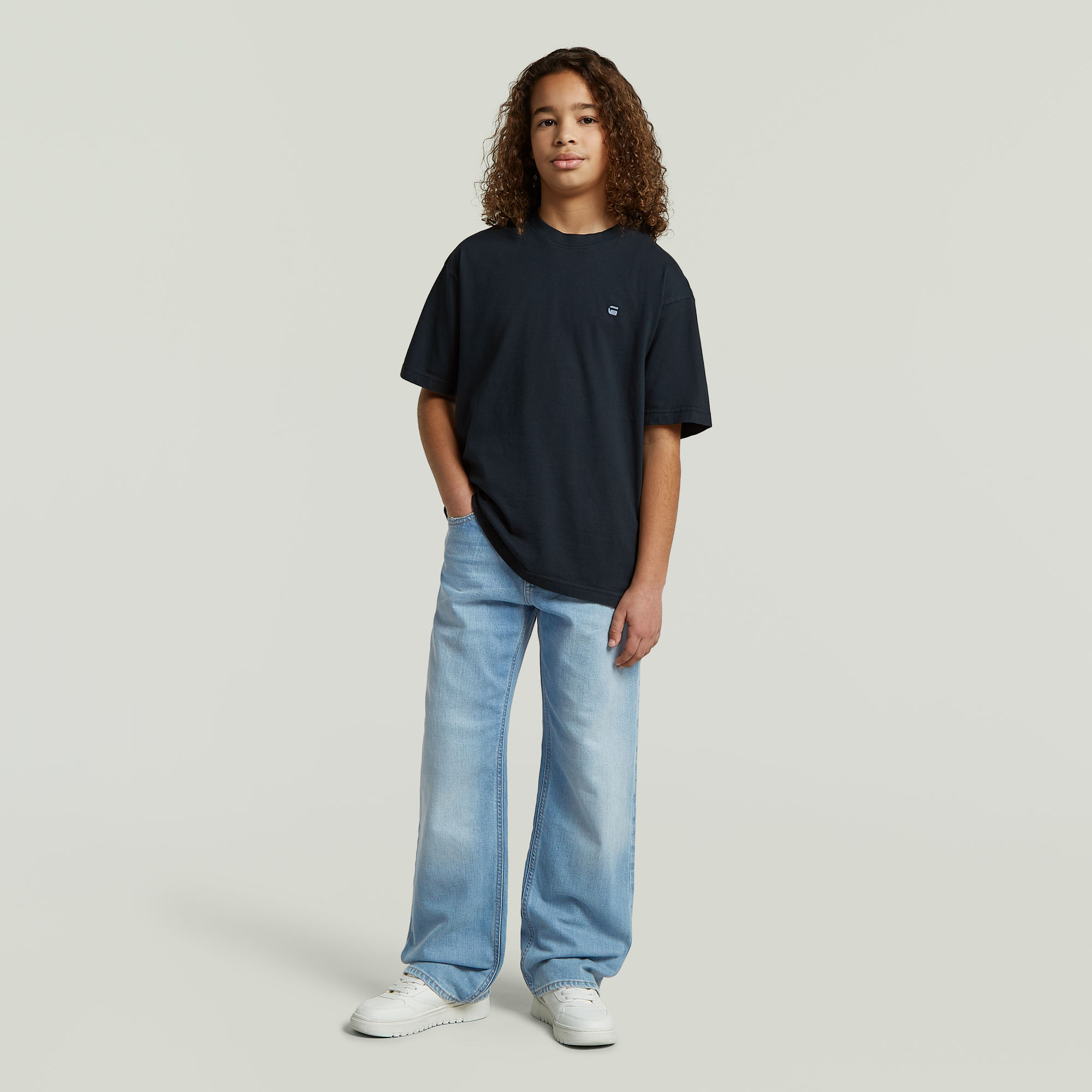 Thumbnail - Boys Oversized T-Shirt - Dunkelblau - jungen