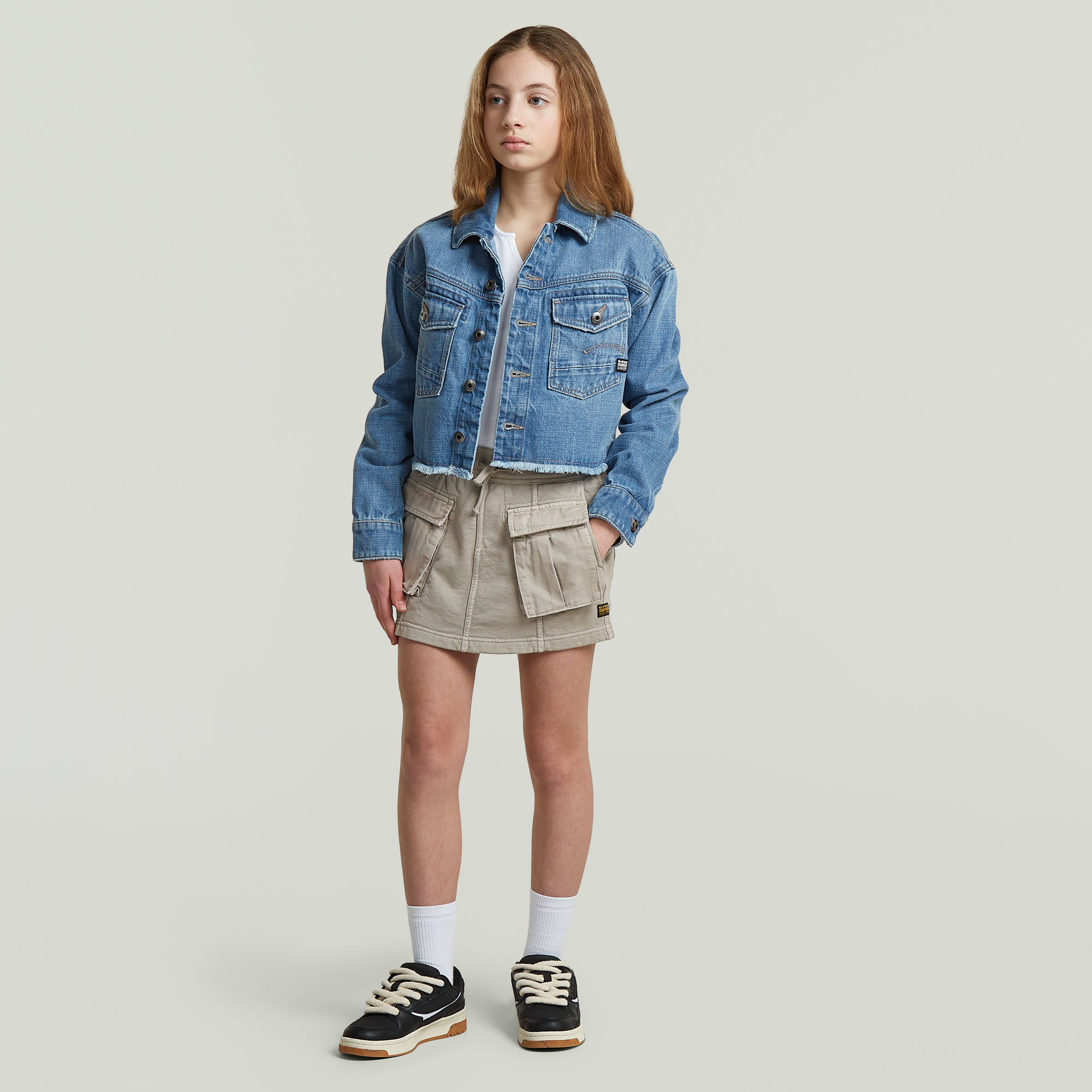Thumbnail - Girls Mini Cargo Sweat Skirt PM - Grau - mädchen