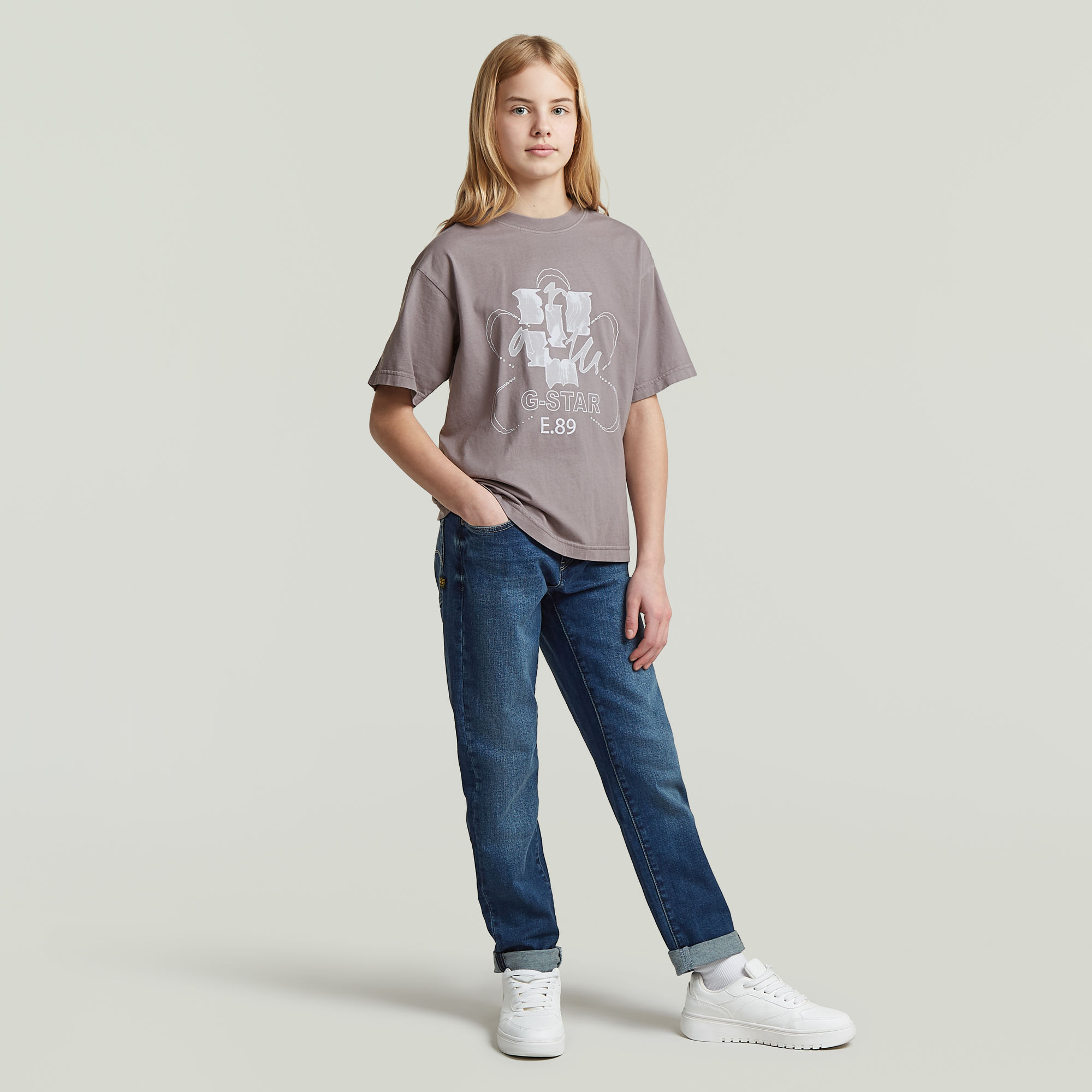 Thumbnail - Girls Oversized Top - Grau - mädchen