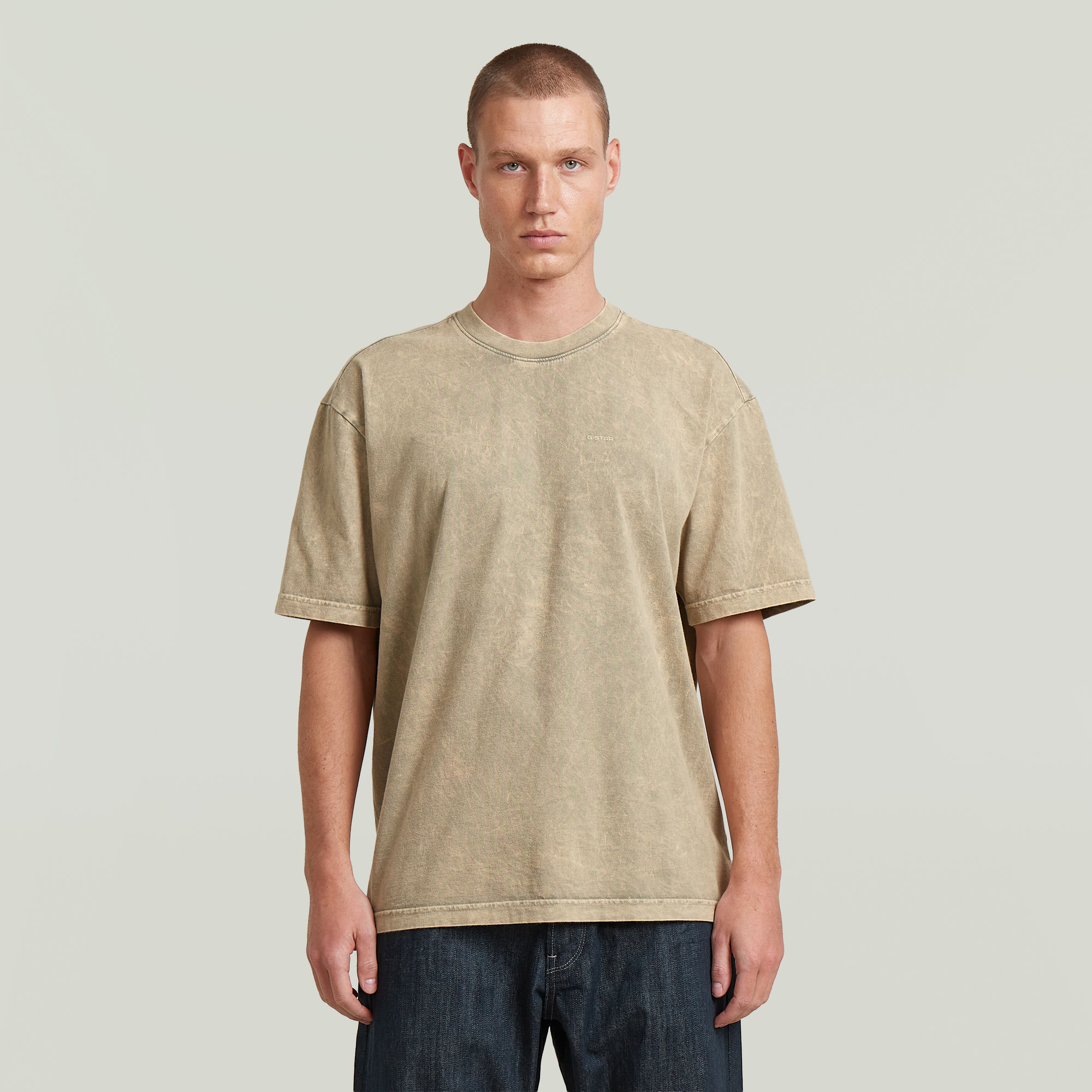 Acid Washed T-Shirt - Beige - Herren