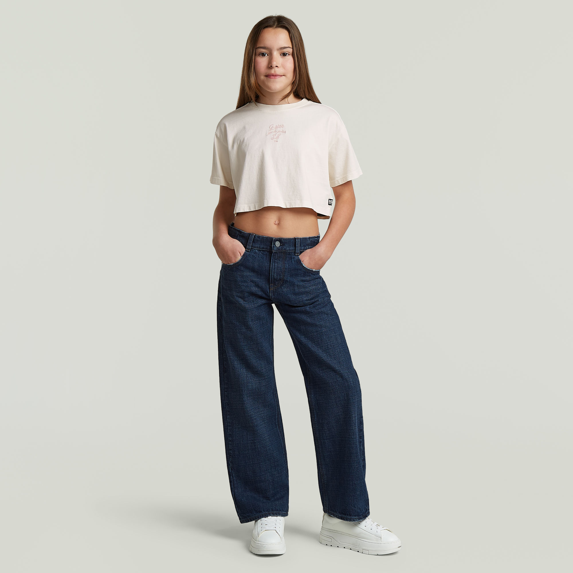 Thumbnail - Girls Boxy Cropped T-Shirt - Beige - mädchen