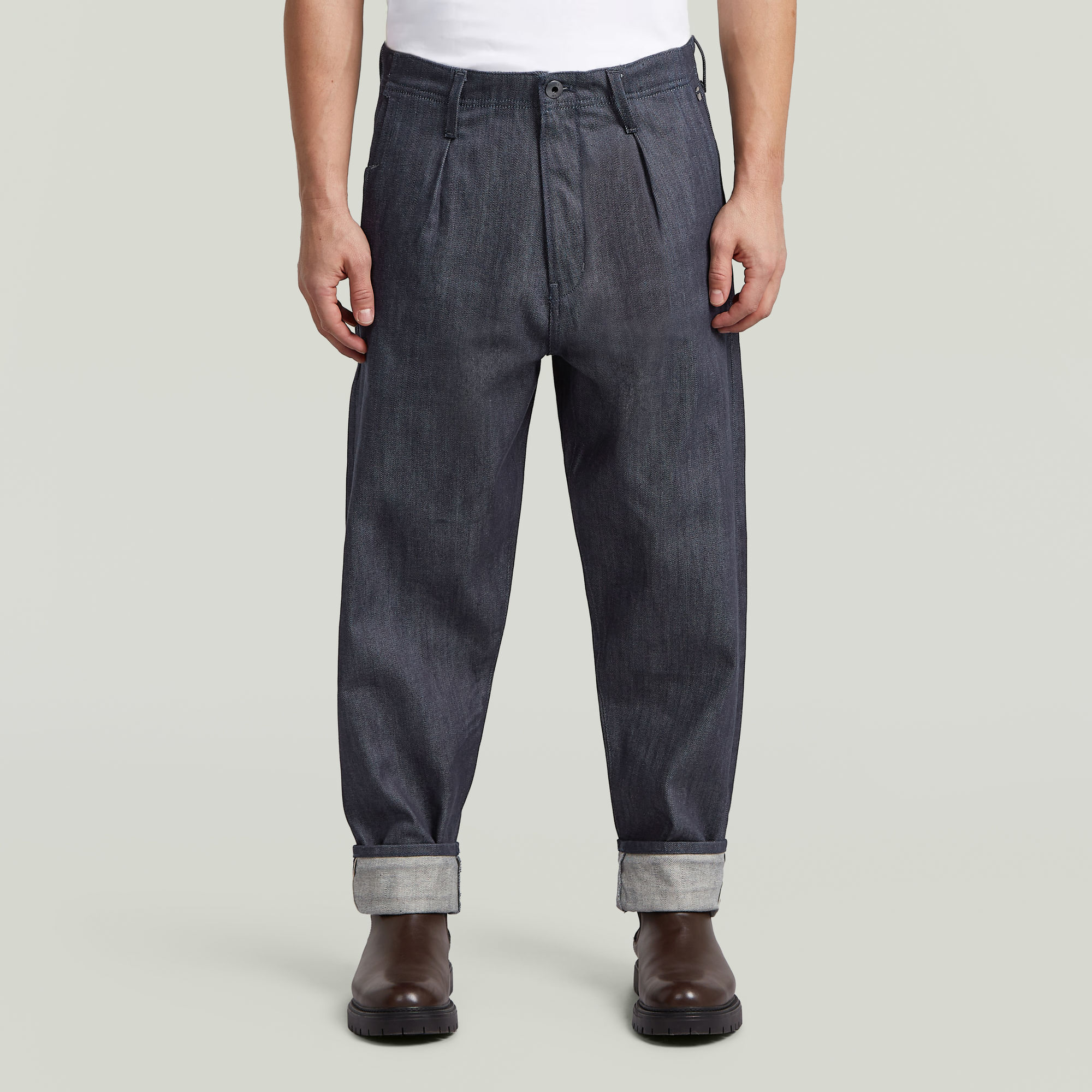 

The Ignaz- Correct Pleated Selvedge Chino Relaxed - Dark blue - Men