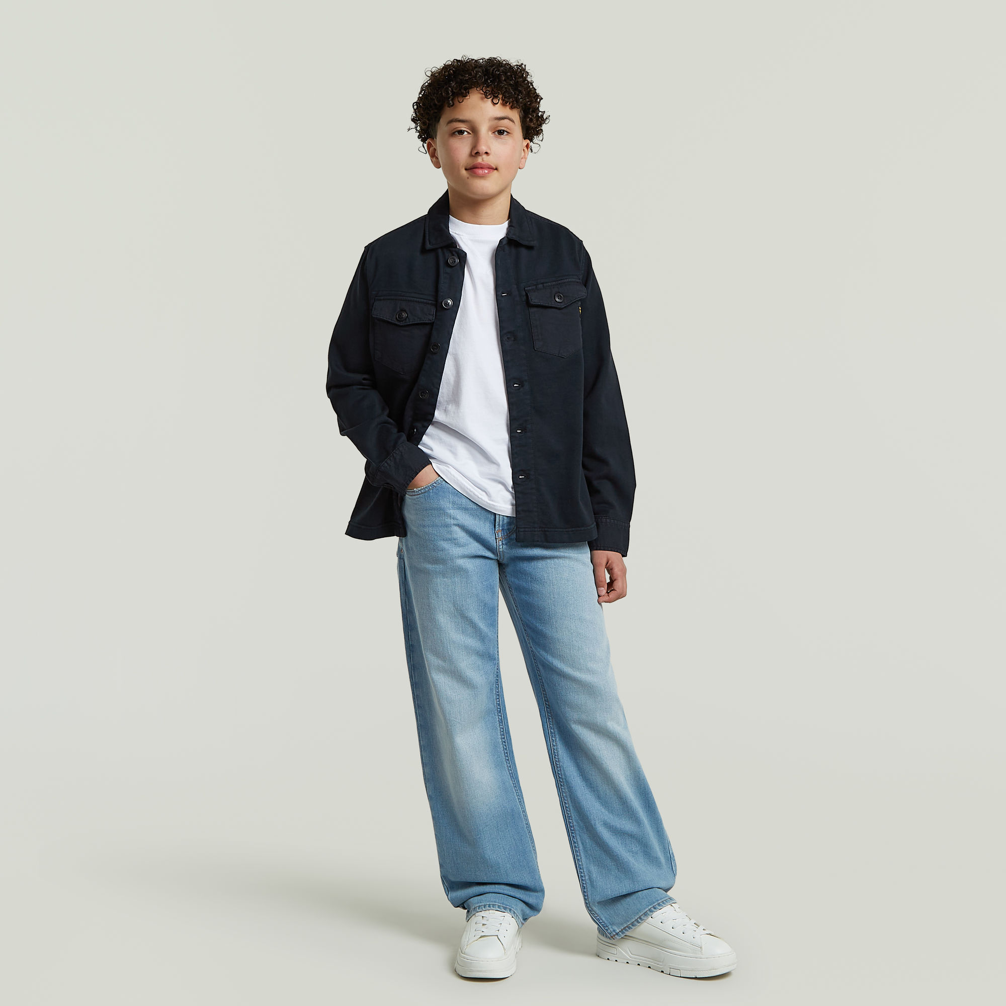 Thumbnail - Boys Army Overshirt - Dunkelblau - jungen