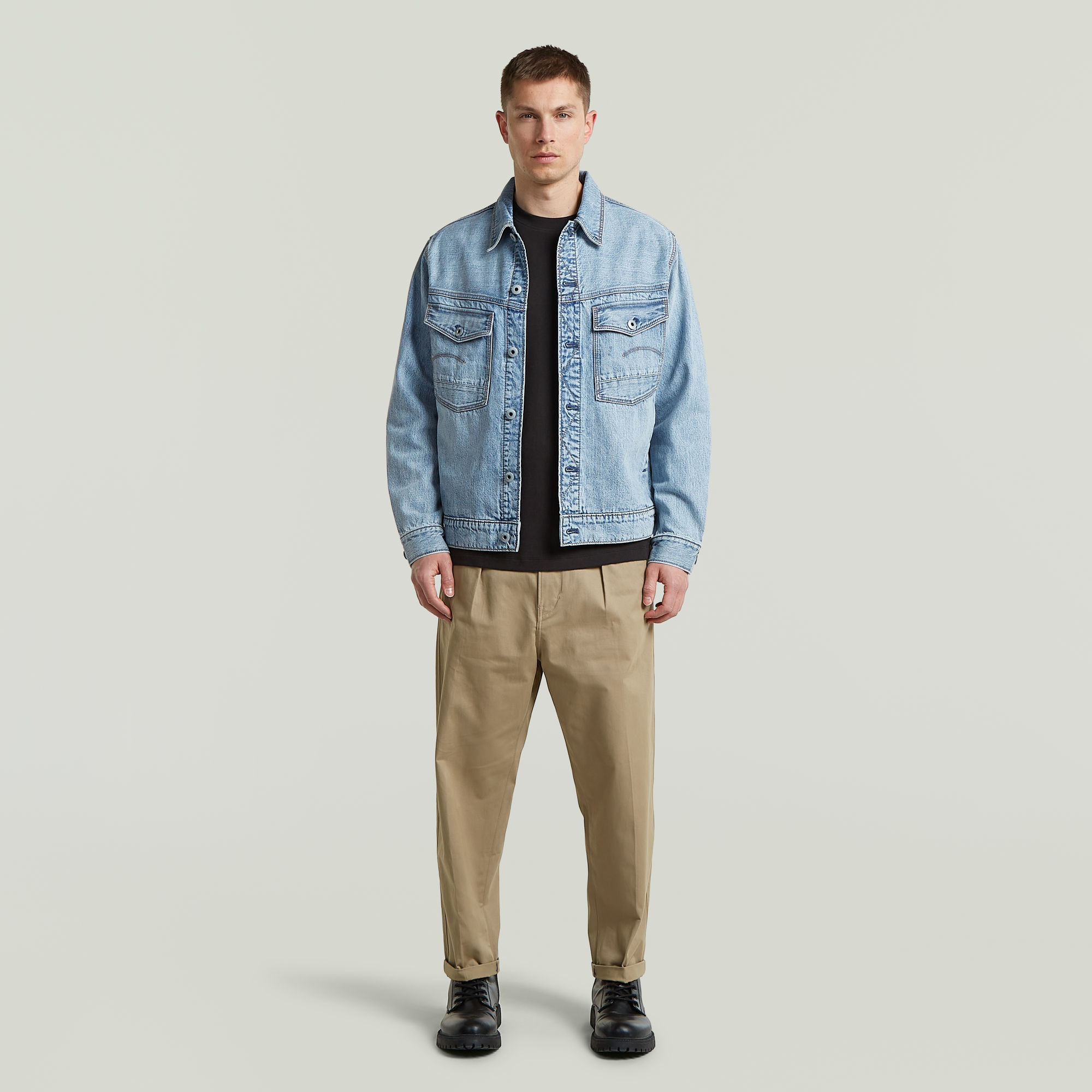 Thumbnail - Pleated Chino Relaxed Tapered Hose - Beige - Herren