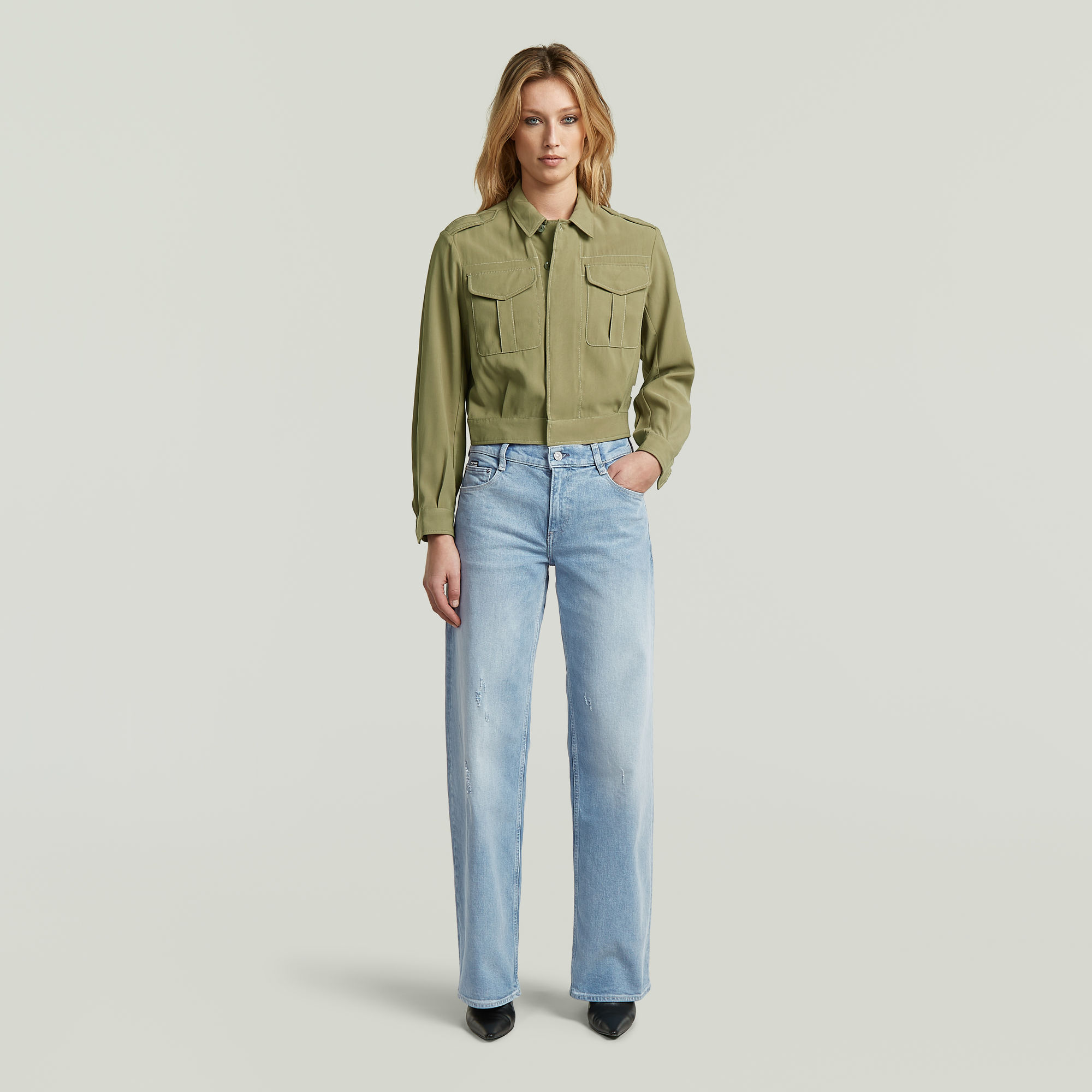 Thumbnail - Officer Short Jacke - Grün - Damen