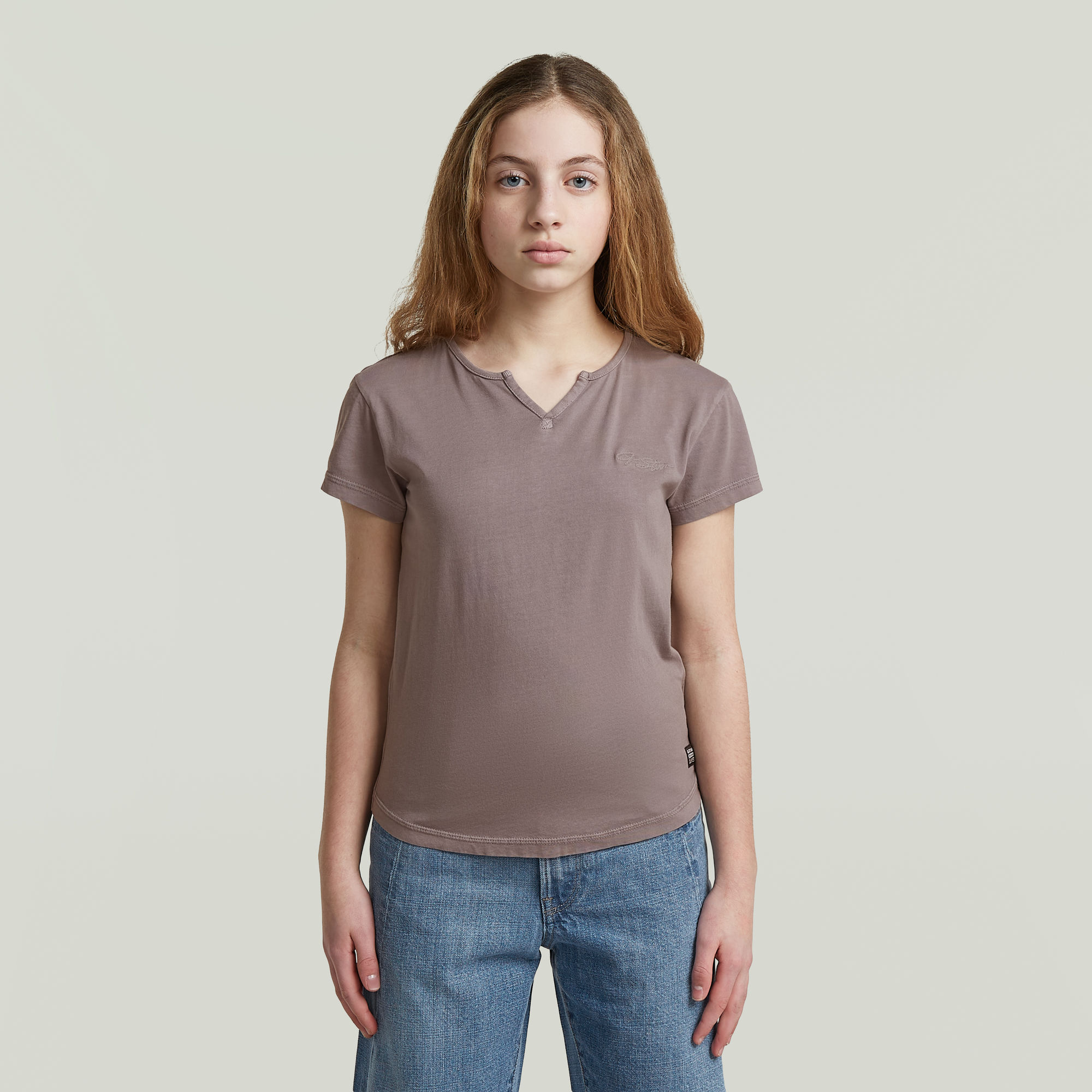 Girls Micro Placket Slim T-Shirt - Grau - mädchen