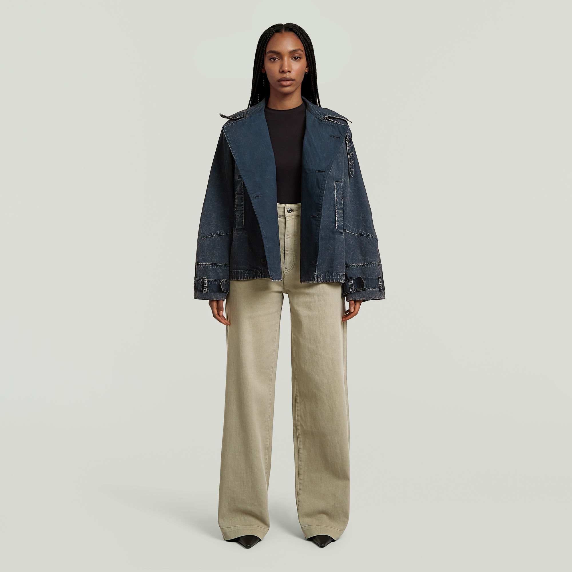 Thumbnail - Oversized Short Trenchcoat - Dunkelblau - Damen