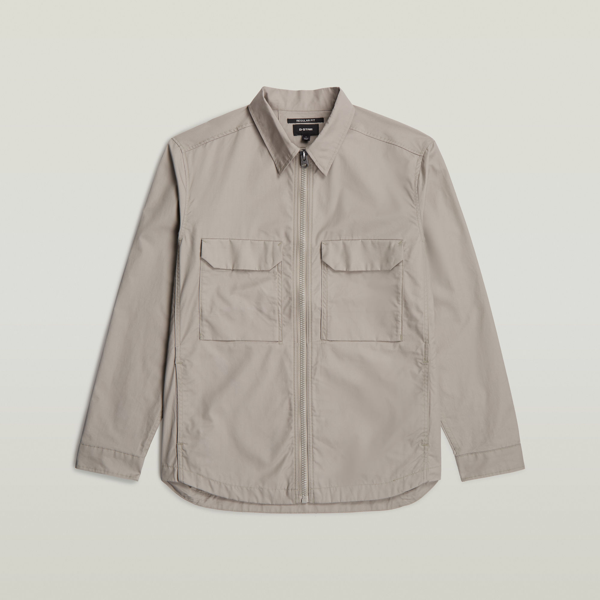 Thumbnail - Zip Regular Overshirt - Beige - Herren