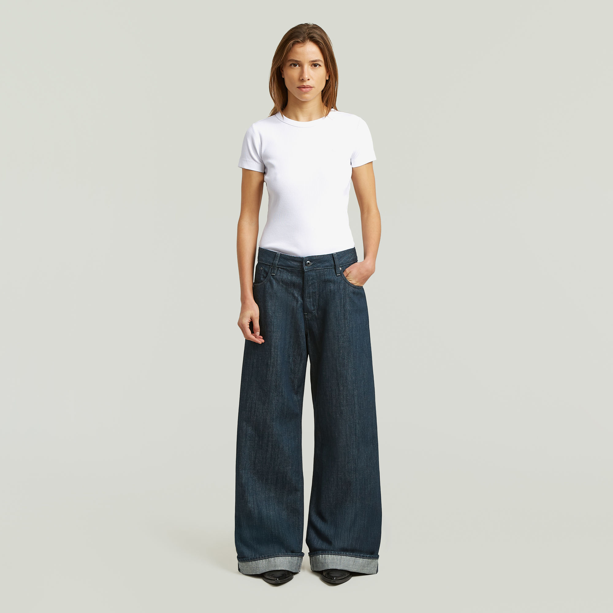 Thumbnail - Roxx Wide Jeans - Dunkelblau - Damen