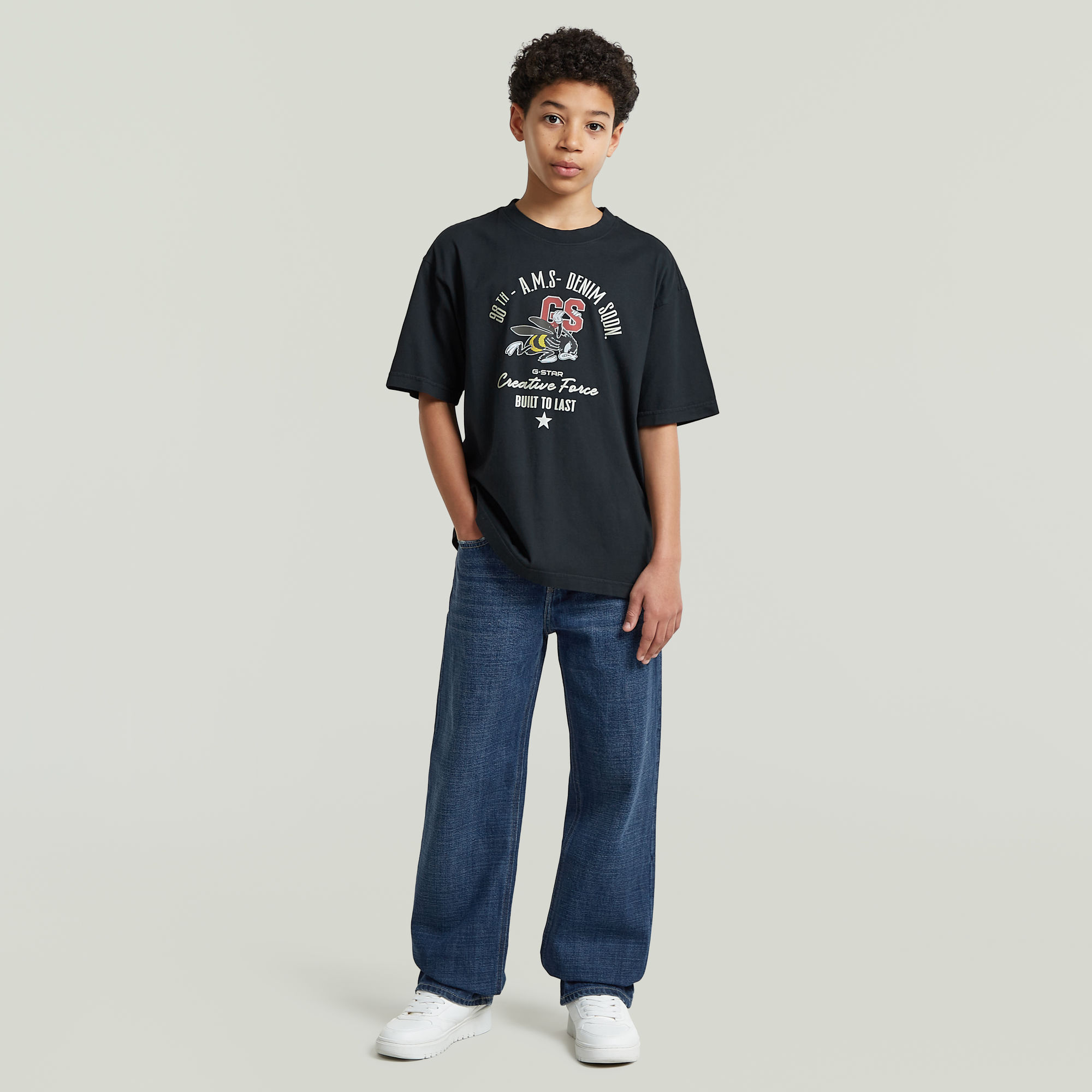 Thumbnail - Boys Oversized T-Shirt - Dunkelblau - jungen
